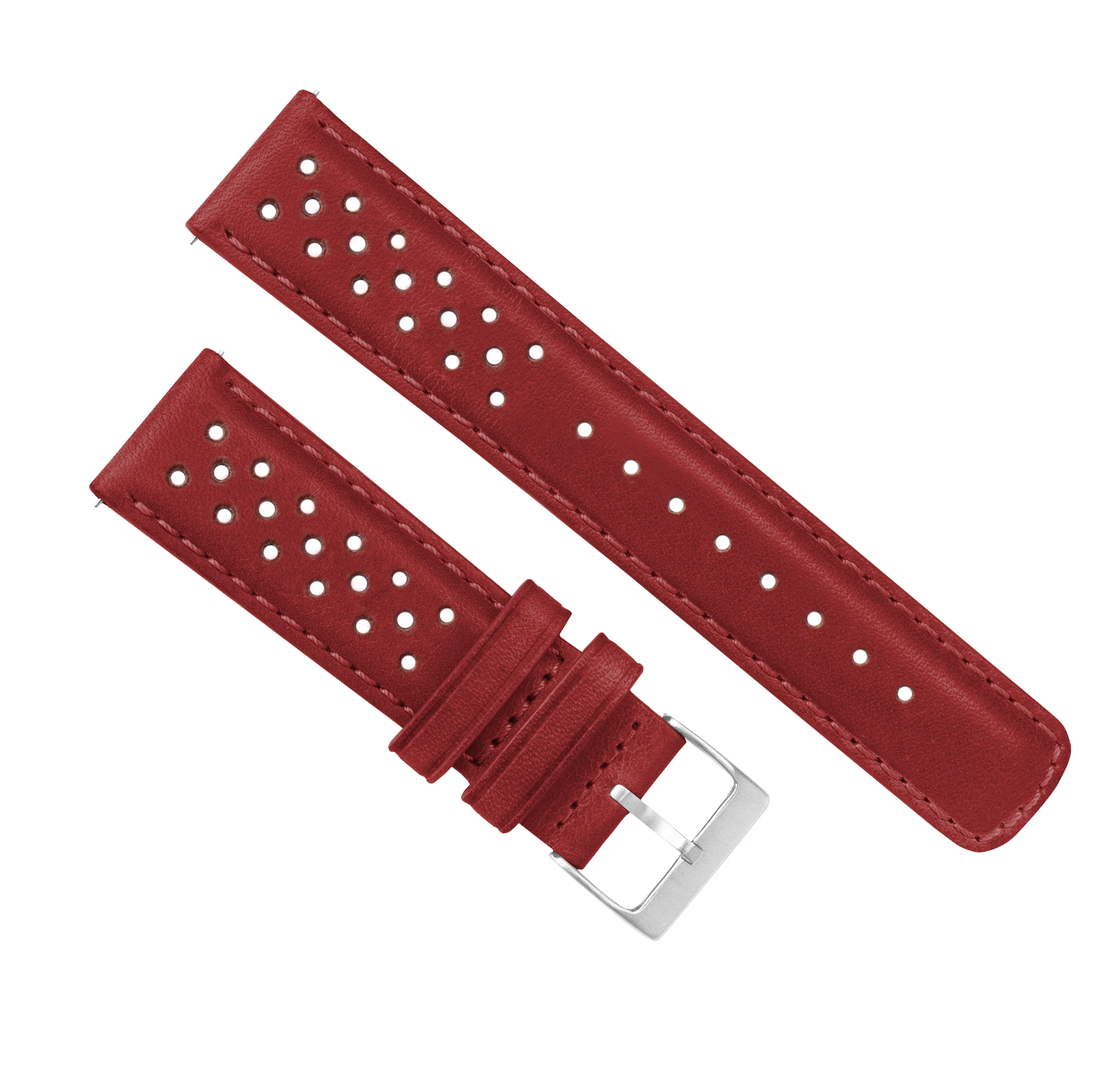 Samsung Galaxy Watch Active Racing Horween Leather Crimson Red Watch Band - Image 2