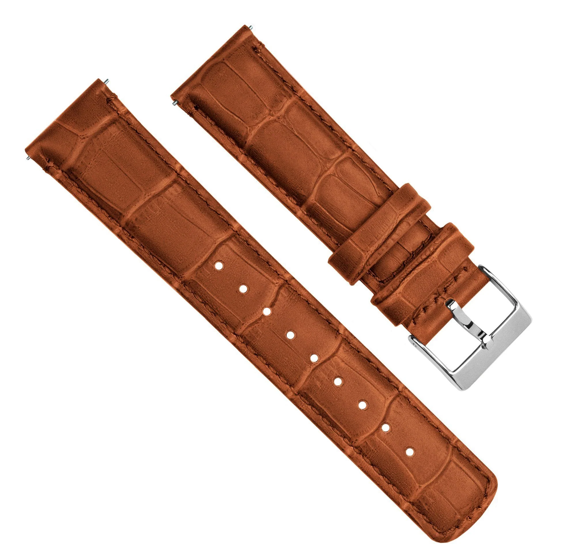 Samsung Galaxy Watch Active Toffee Brown Alligator Grain Leather Watch Band - Image 4