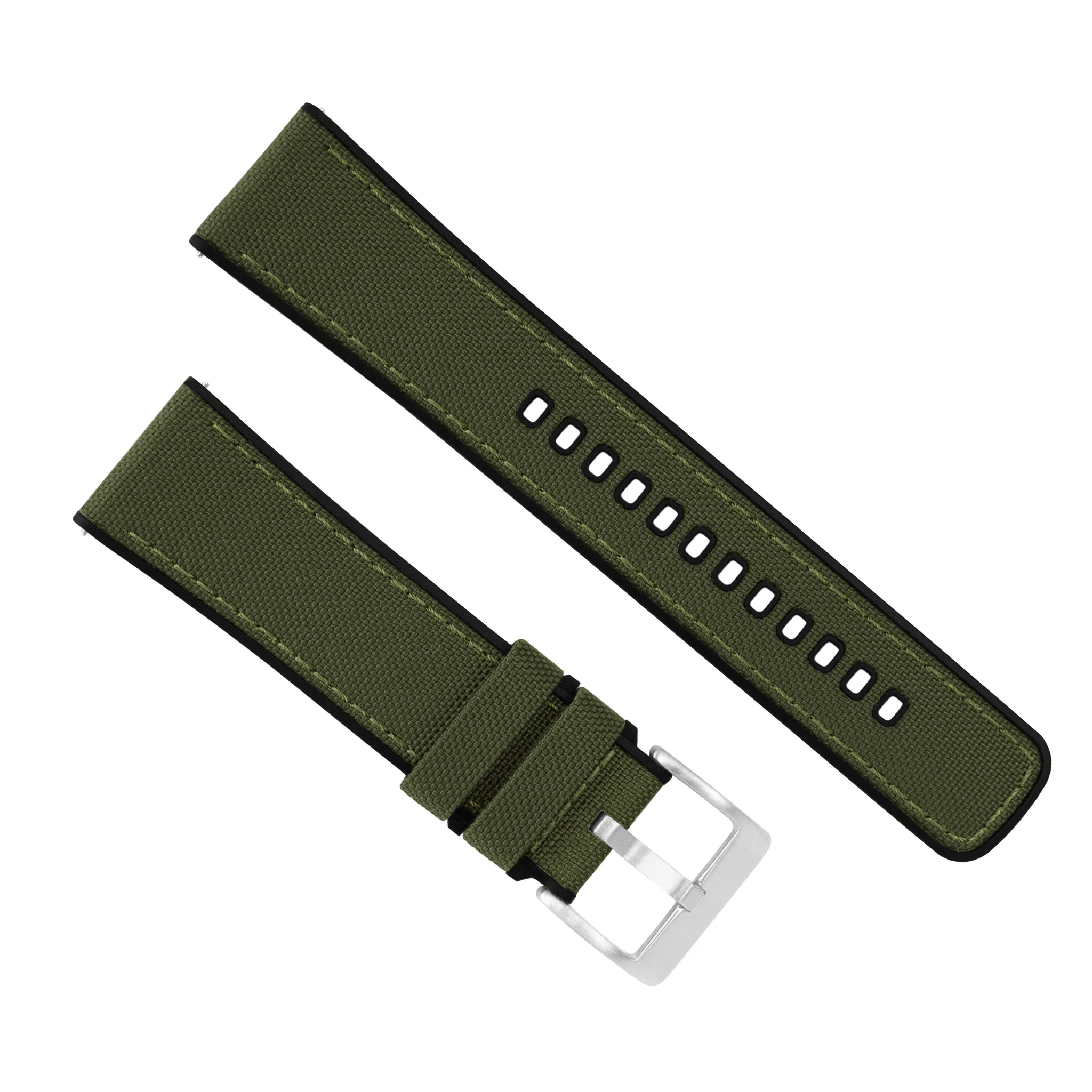 Samsung Galaxy Watch Cordrua Fabric Silicone Hybrid Army Green Watch Band - Image 4