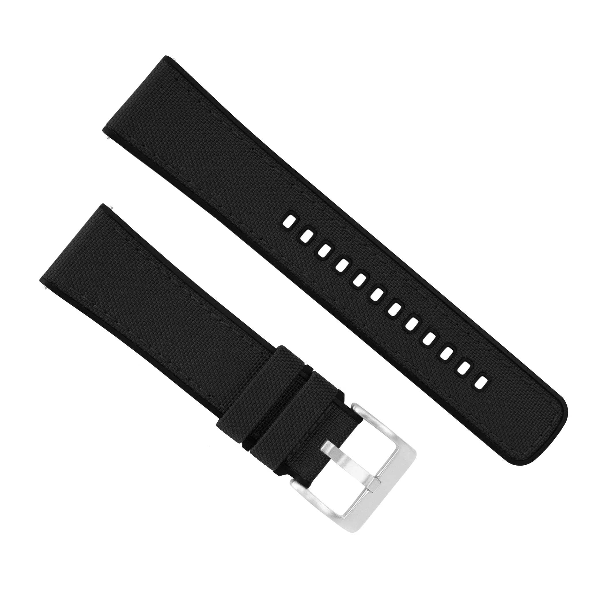 Samsung Galaxy Watch Cordrua Fabric Silicone Hybrid Black Watch Band - Image 4