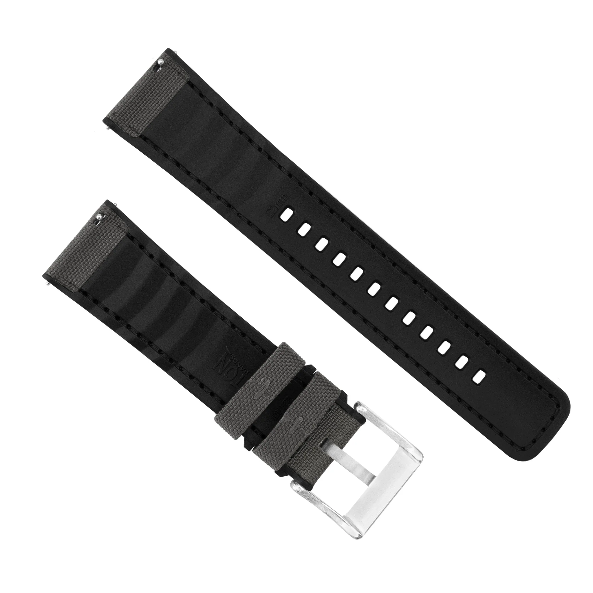 Samsung Galaxy Watch Cordrua Fabric Silicone Hybrid Smoke Grey Watch Band - Image 5