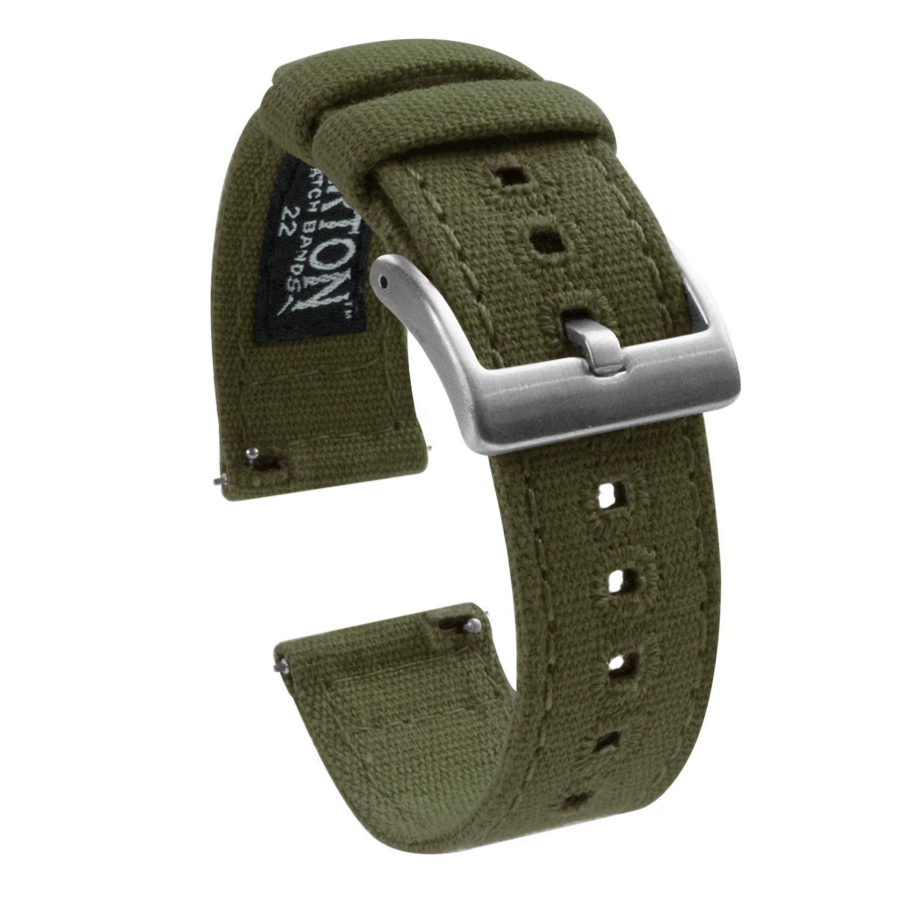 Samsung Galaxy Watch3 Army Green Canvas Watch Band - Image 2