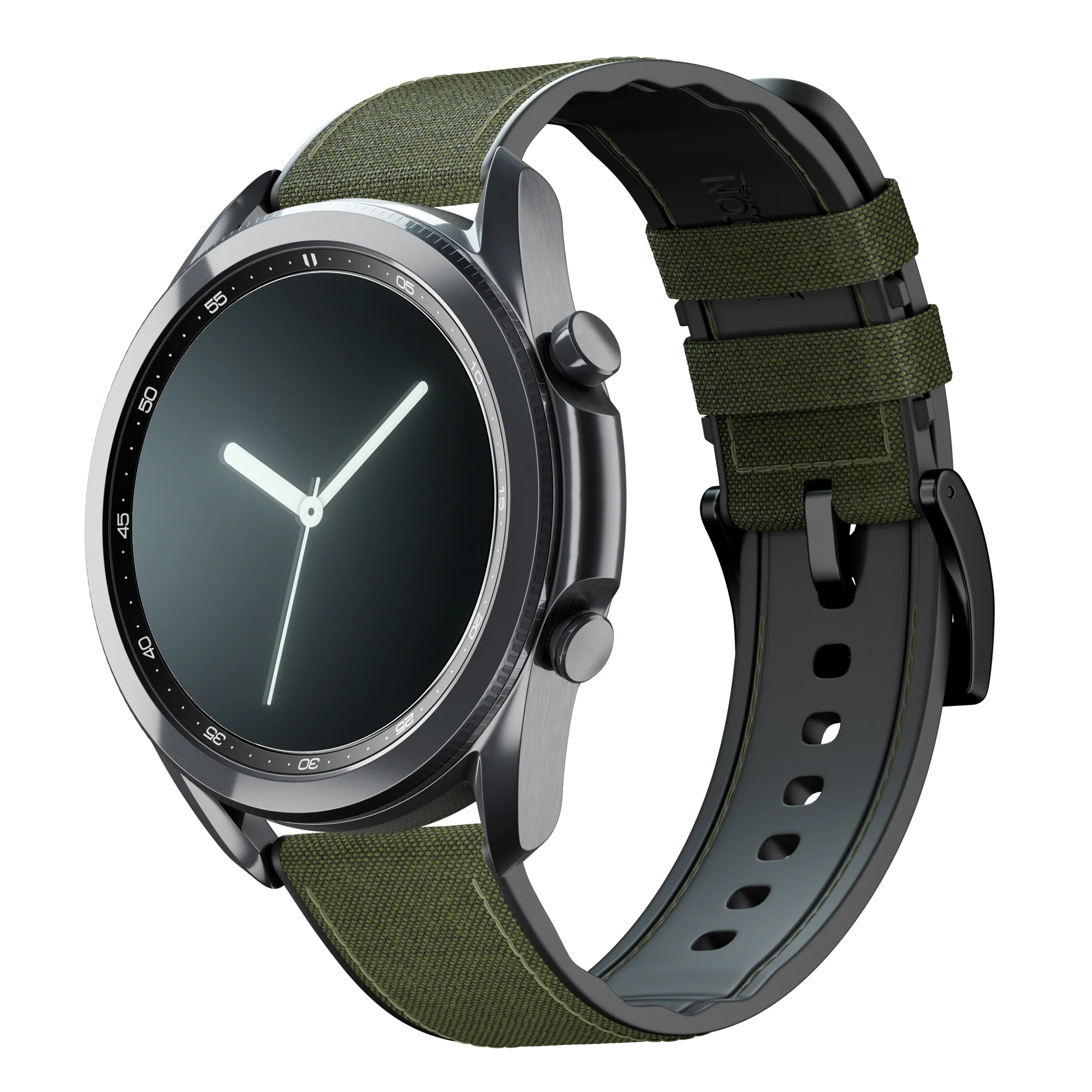 Samsung Galaxy Watch3 Cordrua Fabric Silicone Hybrid Army Green Watch Band