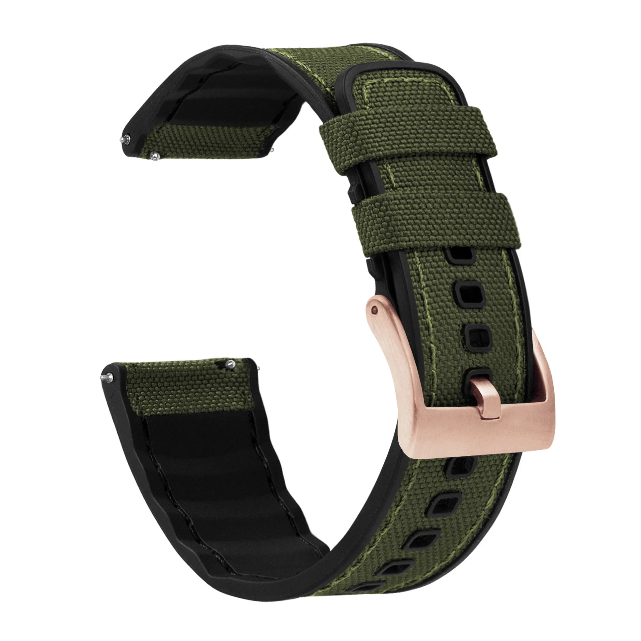 Samsung Galaxy Watch3 Cordrua Fabric Silicone Hybrid Army Green Watch Band - Image 4