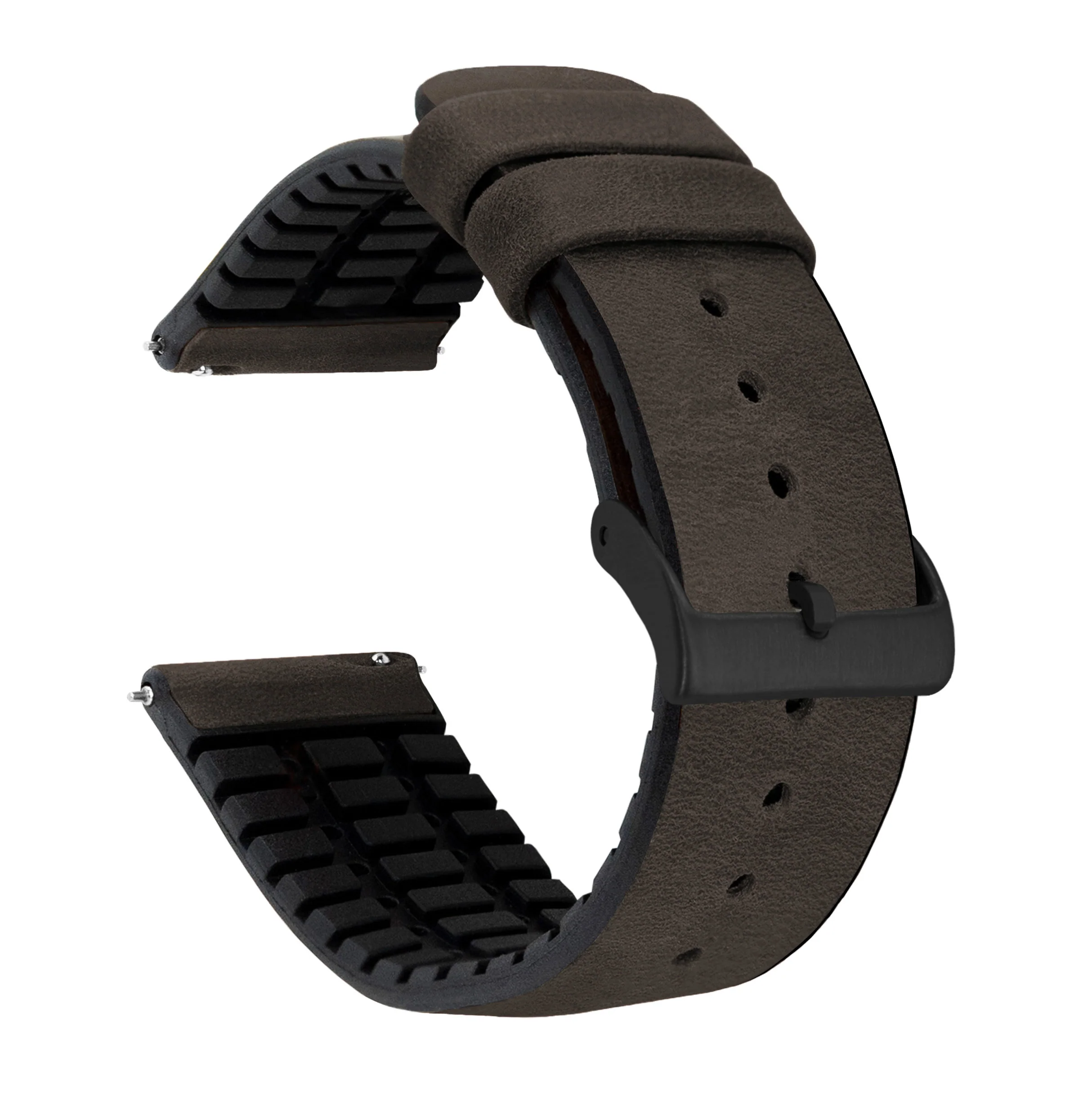 Samsung Galaxy Watch3 Leather And Rubber Hybrid Smoke Brown Watch Band - Image 3