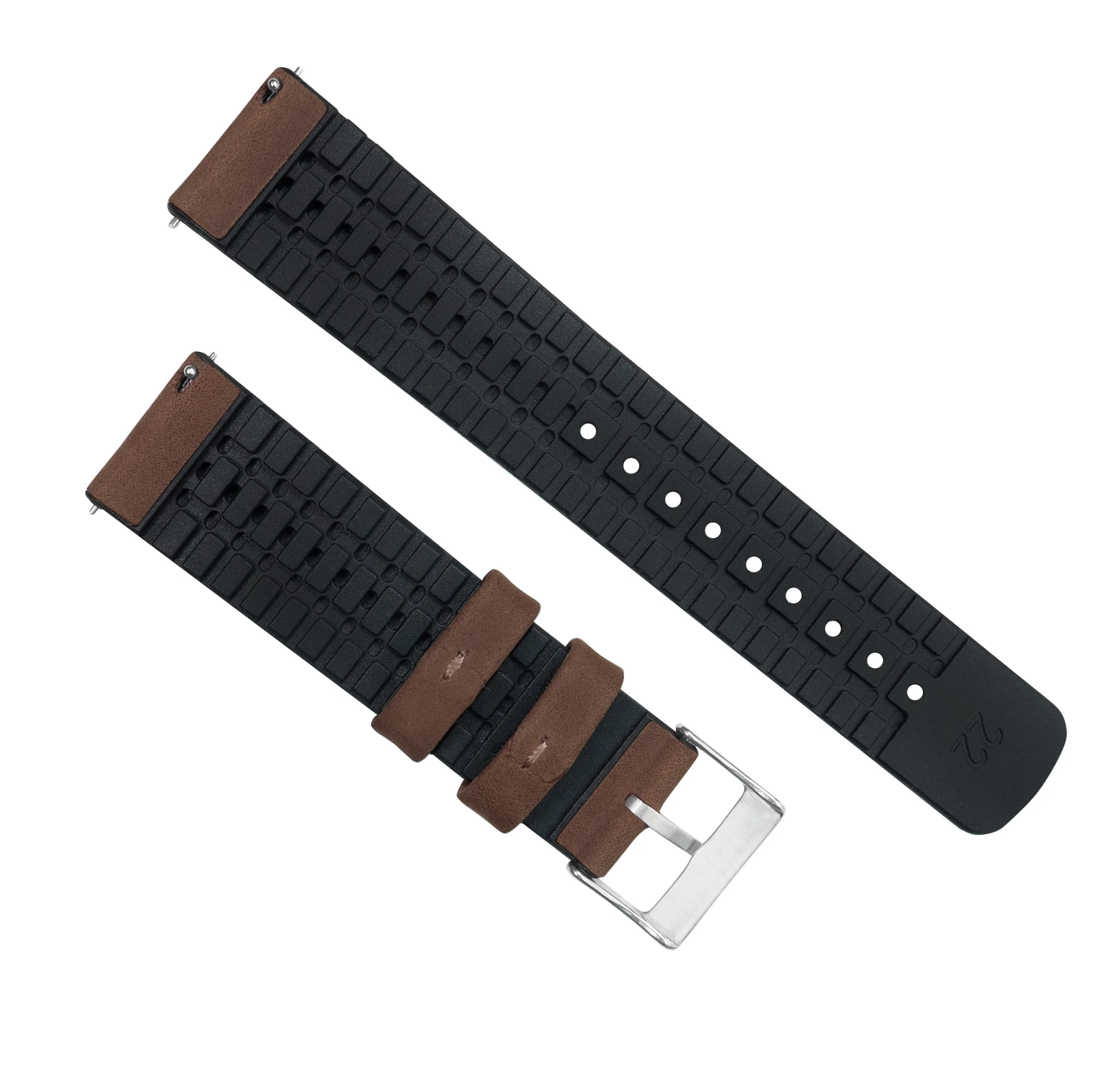 Samsung Galaxy Watch3 Leather And Rubber Hybrid Walnut Brown Watch Band - Image 5