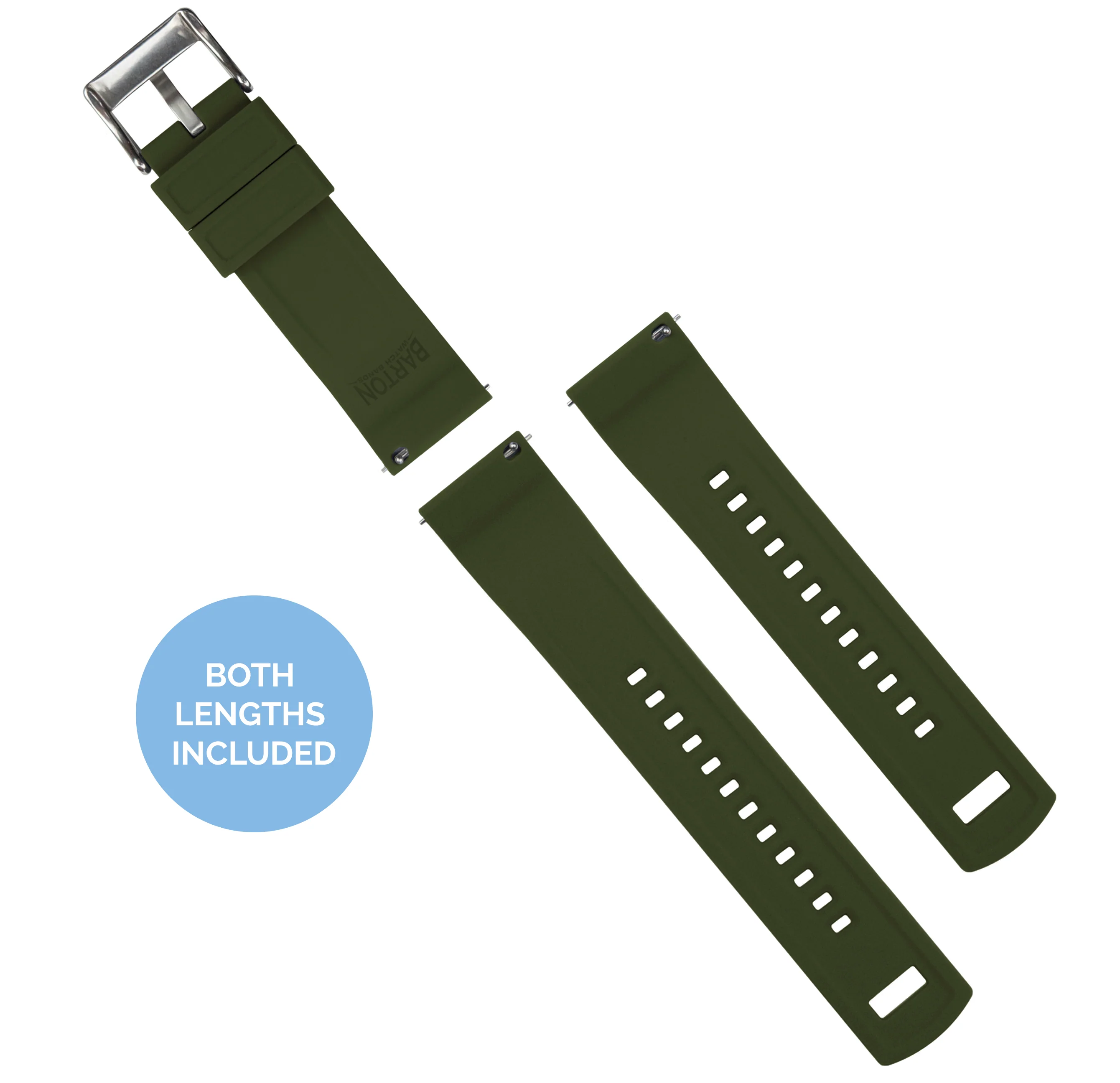 Samsung Galaxy Watch4 Elite Silicone Black Top Army Green Bottom Watch Band - Image 5