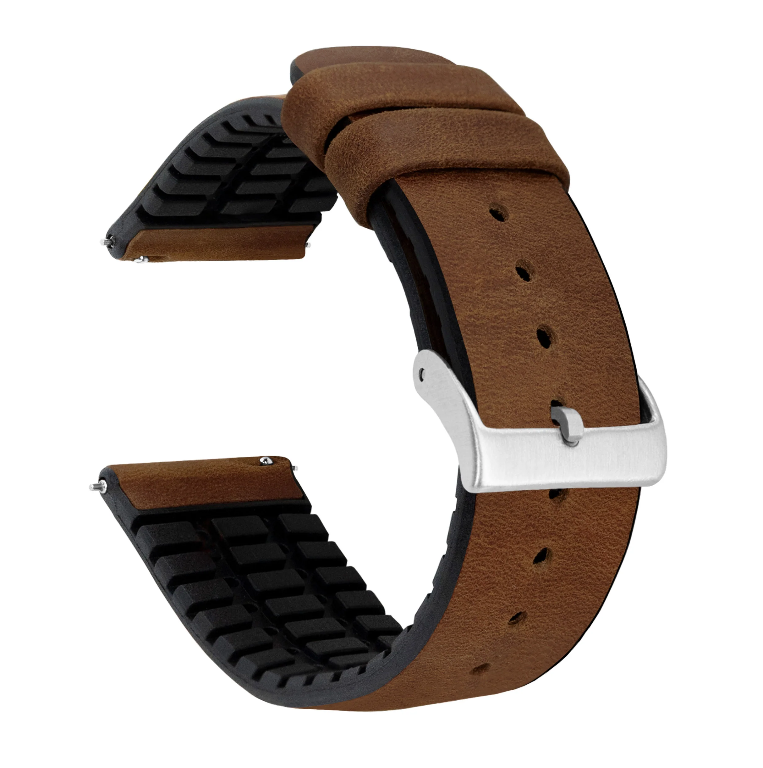 Samsung Galaxy Watch4 Leather And Rubber Hybrid Oak Brown Watch Band