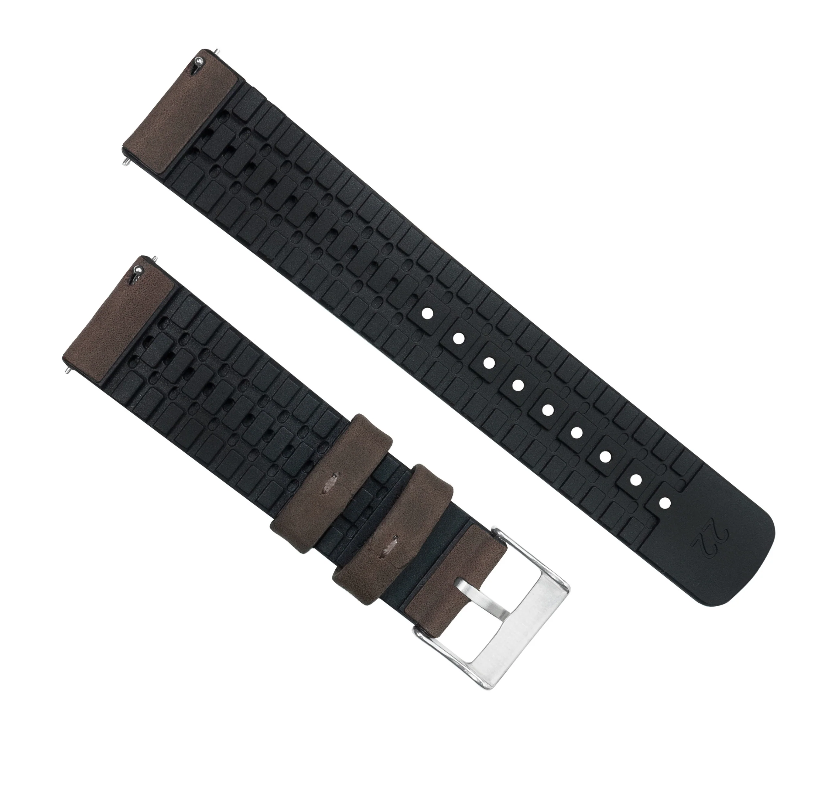 Samsung Galaxy Watch4 Leather And Rubber Hybrid Smoke Brown Watch Band - Image 3
