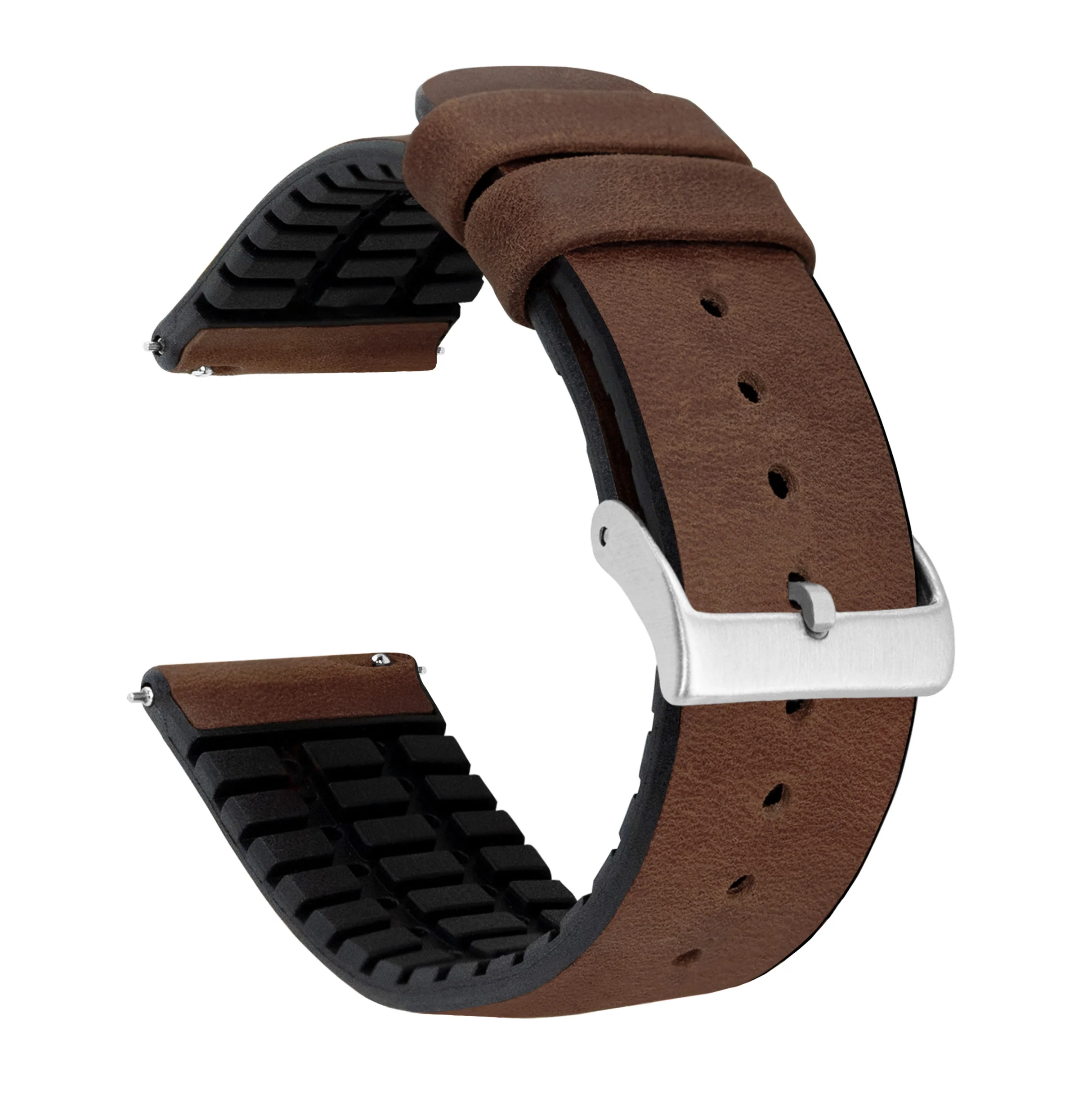 Samsung Galaxy Watch4 Leather And Rubber Hybrid Walnut Brown Watch Band