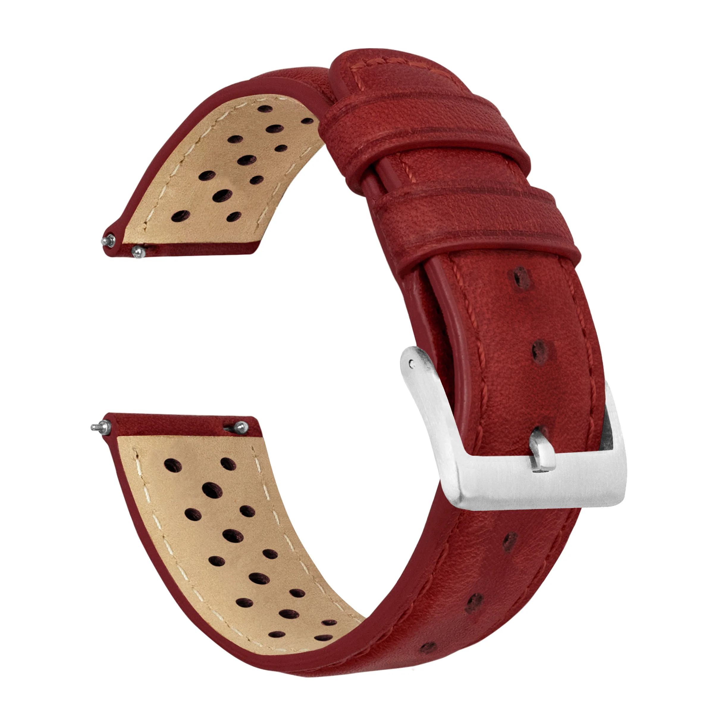 Samsung Galaxy Watch4 Racing Horween Leather Crimson Red Watch Band