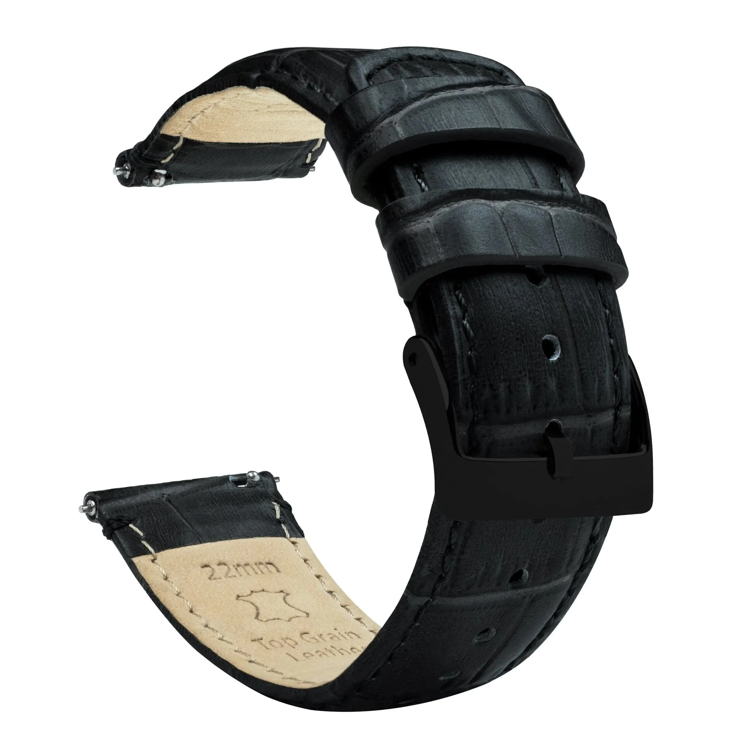 Samsung Galaxy Watch5 Black Alligator Grain Leather Watch Band - Image 2