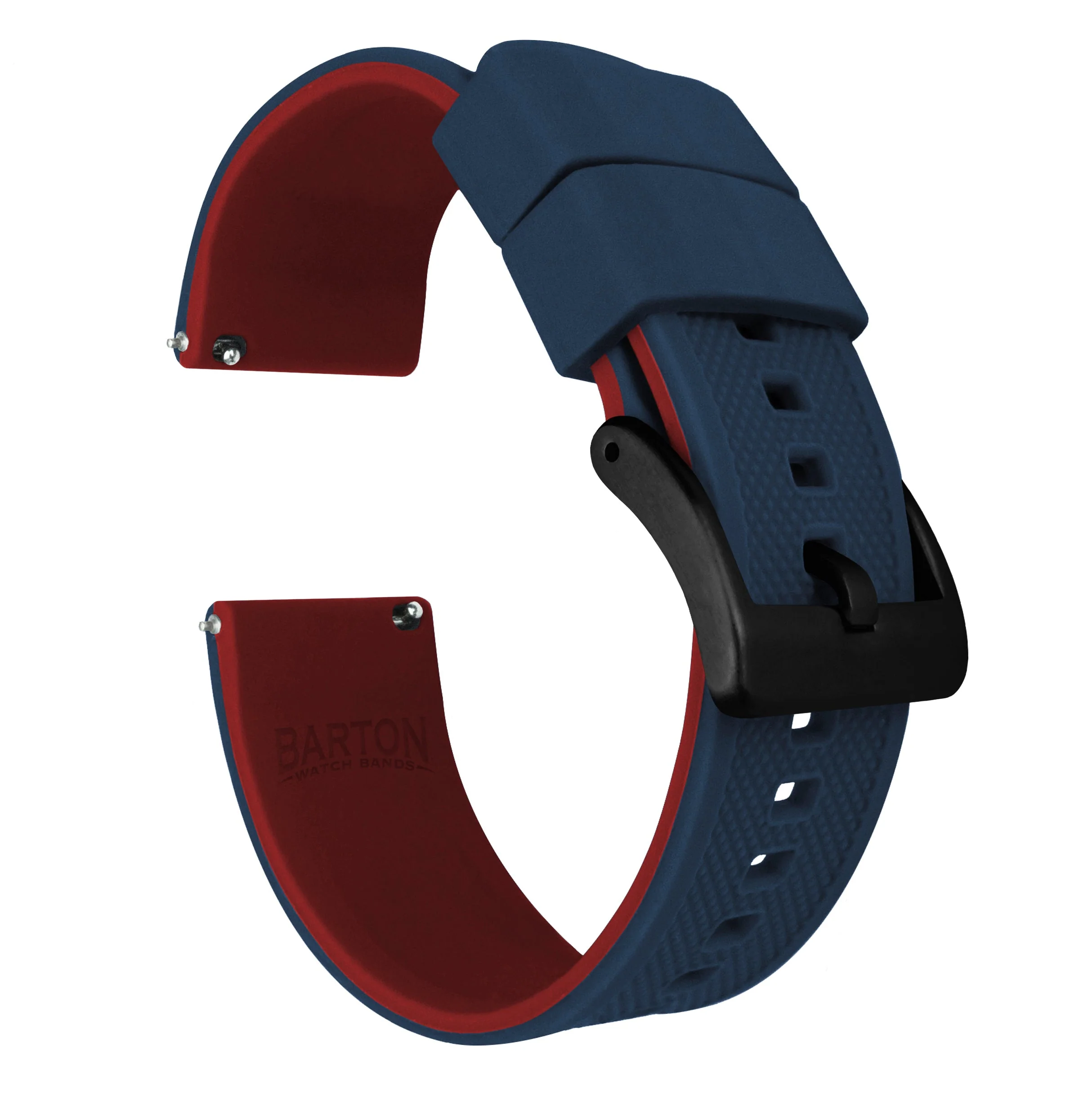 Samsung Galaxy Watch5 Elite Silicone Navy Blue Top Crimson Red Bottom Watch Band - Image 2