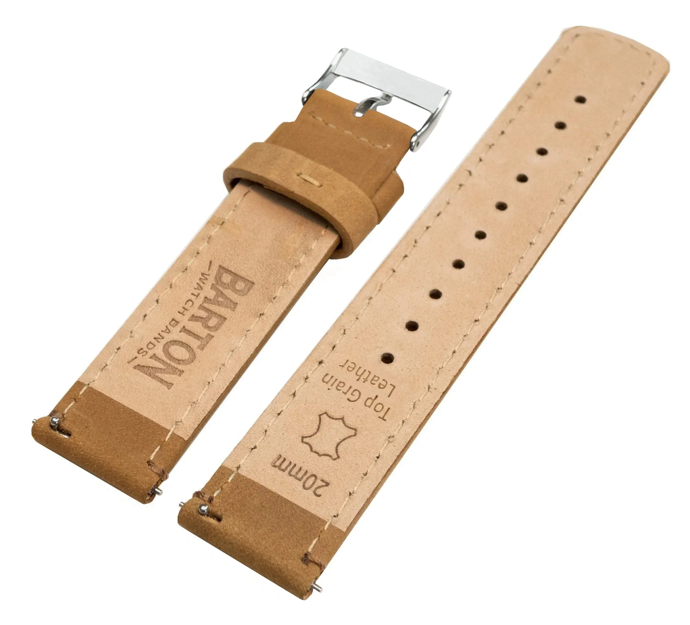 Samsung Galaxy Watch5 Gingerbread Brown Leather Stitching Watch Band - Image 5