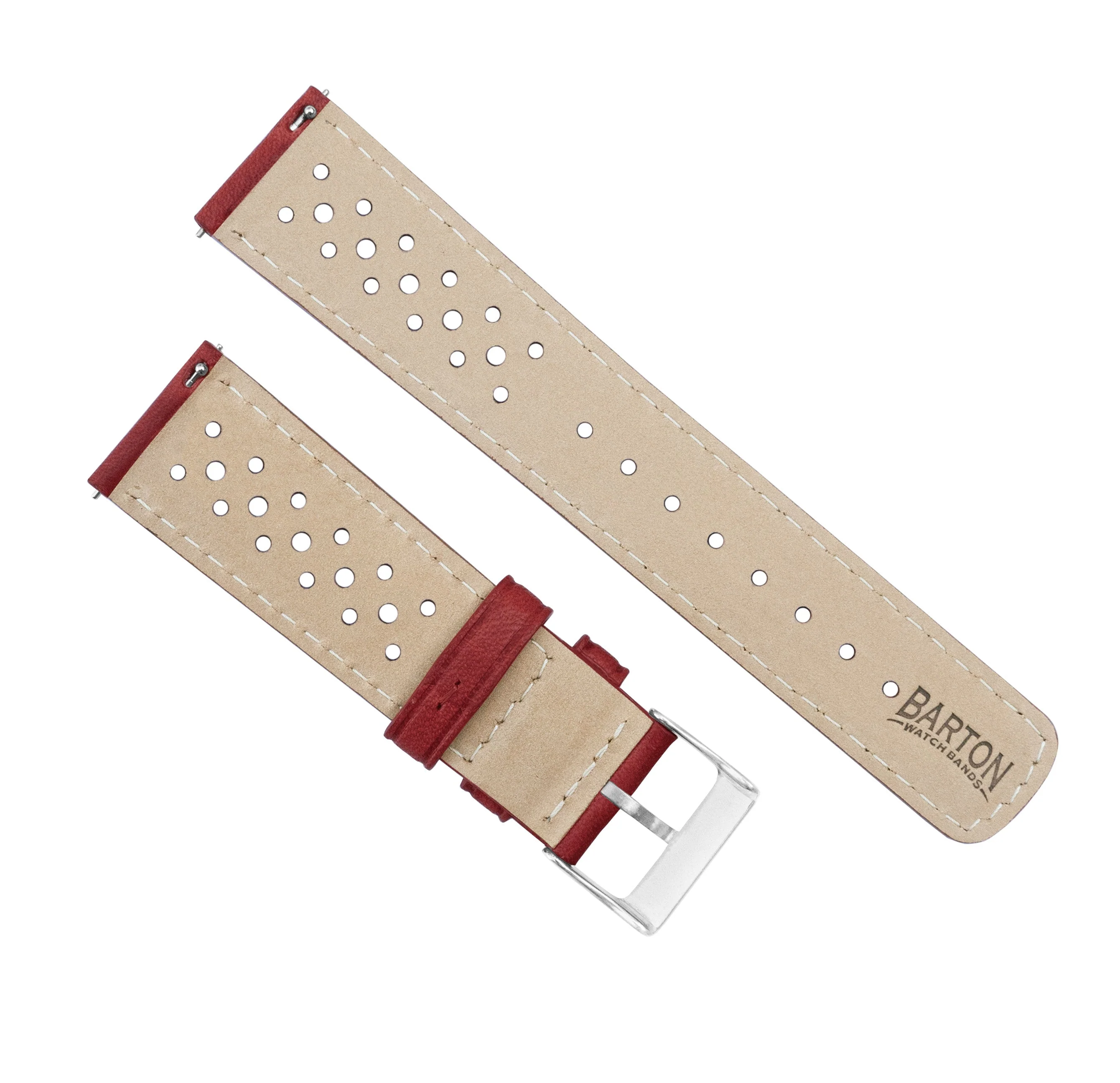 Samsung Galaxy Watch5 Racing Horween Leather Crimson Red Watch Band - Image 3