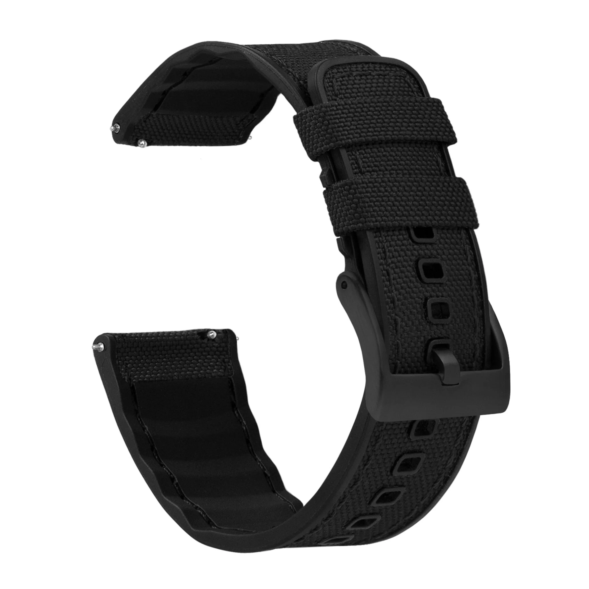 Samsung Galaxy Watch6 Cordrua Fabric Silicone Hybrid Black Watch Band - Image 2