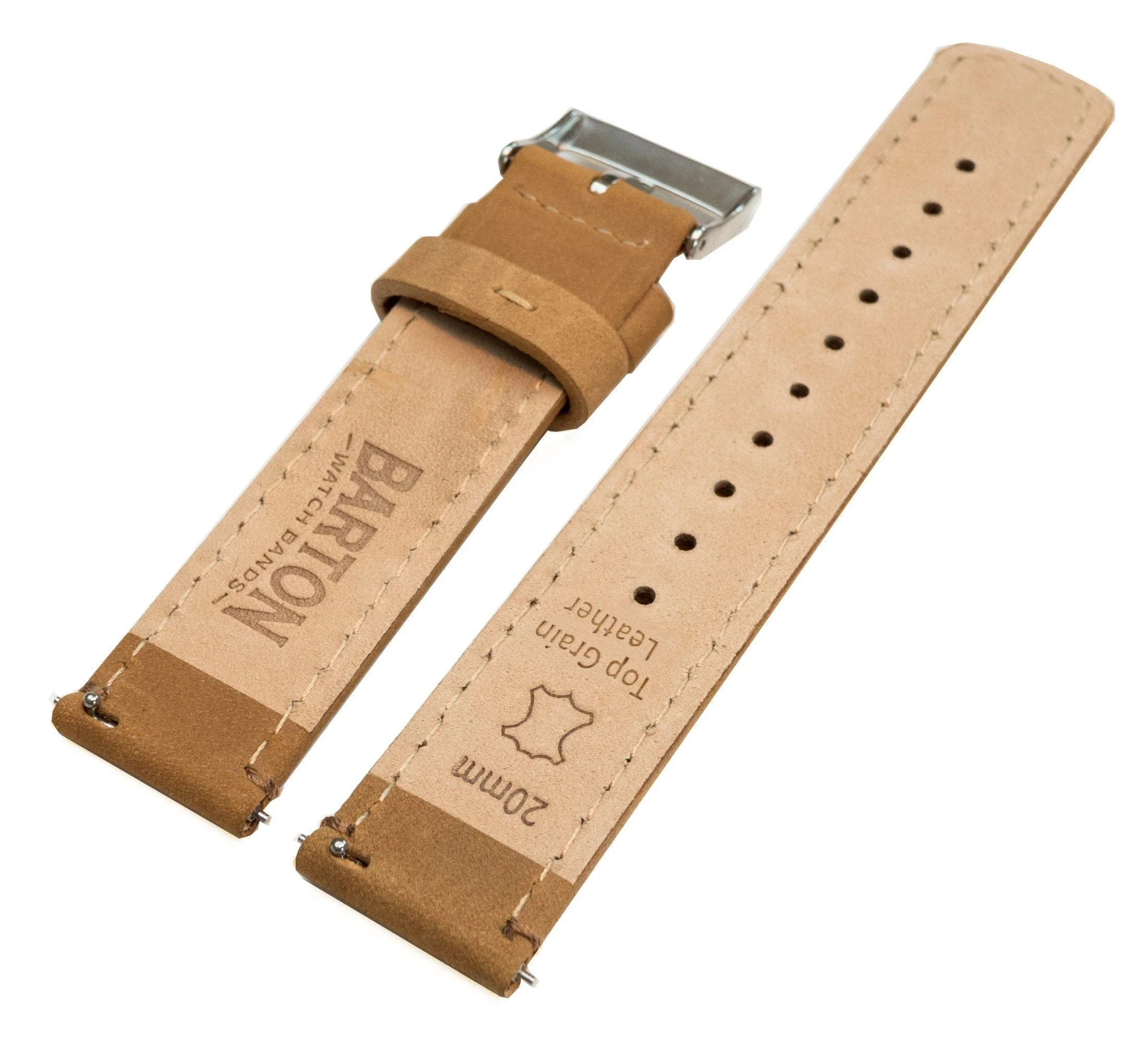 Samsung Galaxy Watch6 Gingerbread Brown Leather Stitching Watch Band - Image 5