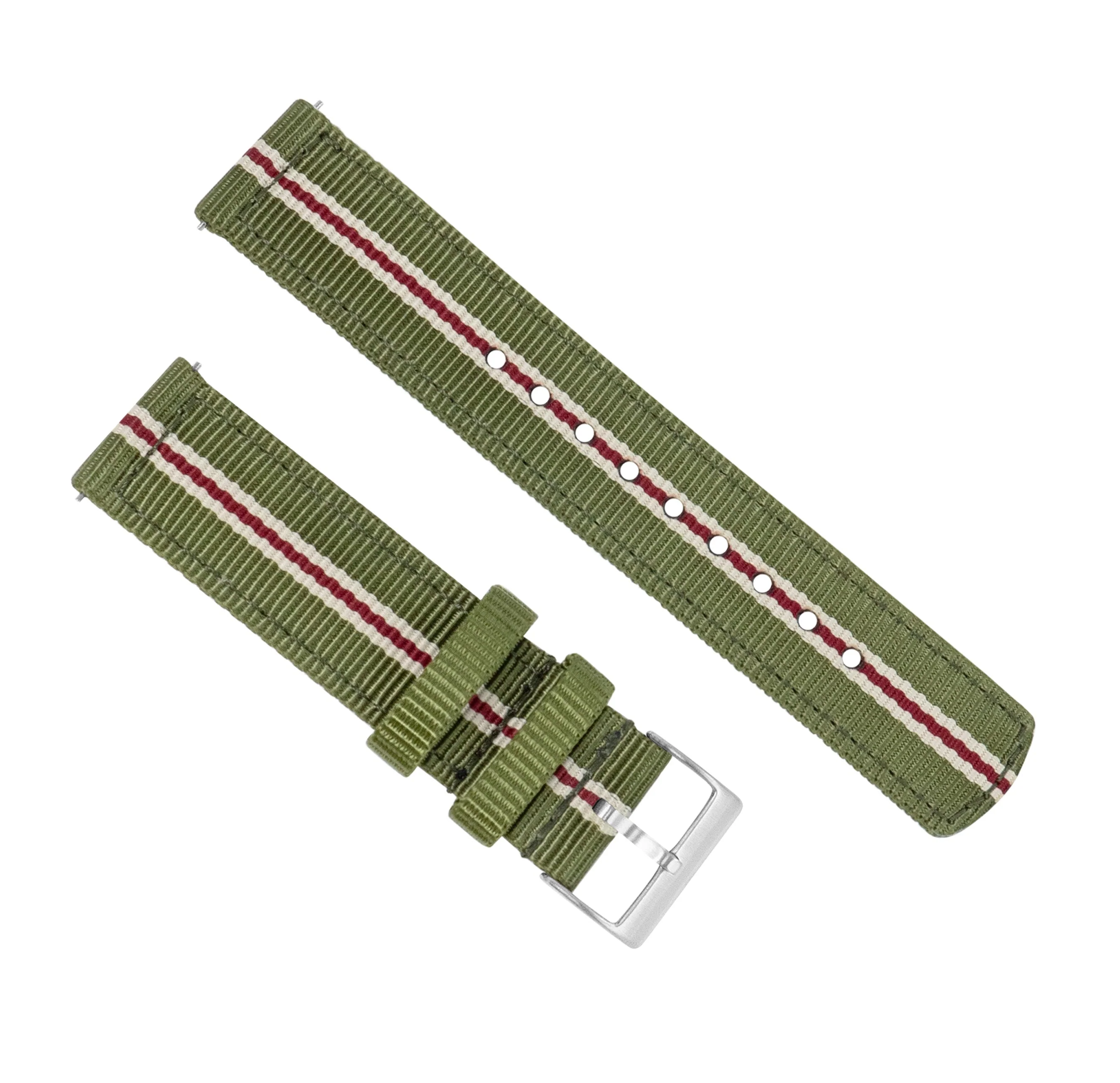 Samsung Galaxy Watch6 Two Piece NATO® style Army Green Crimson Watch Band - Image 2