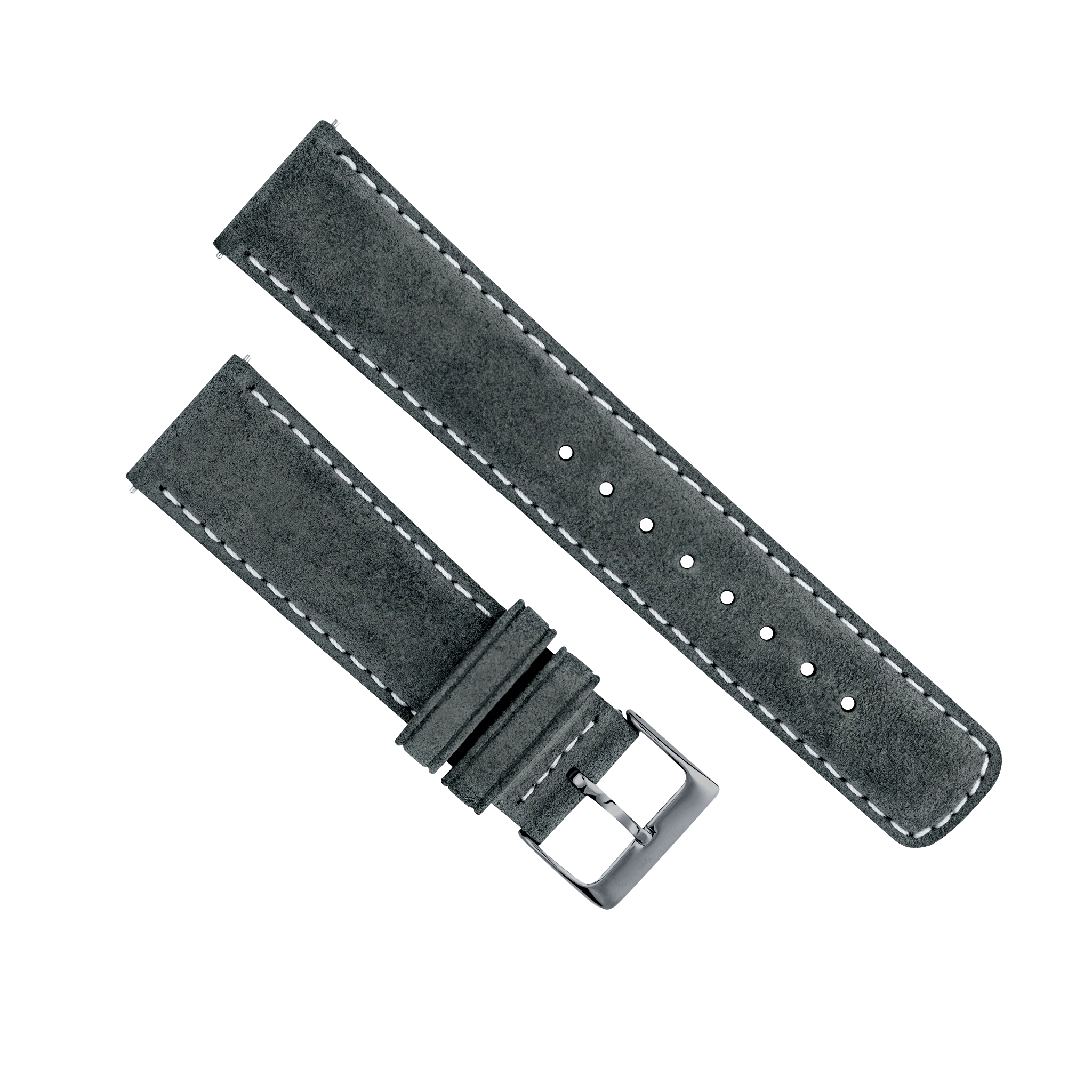 Slate Grey Italian Suede Beige Stitching Watch Band - Lorier Neptune / Falcon / Hyperion (20mm) - Image 4