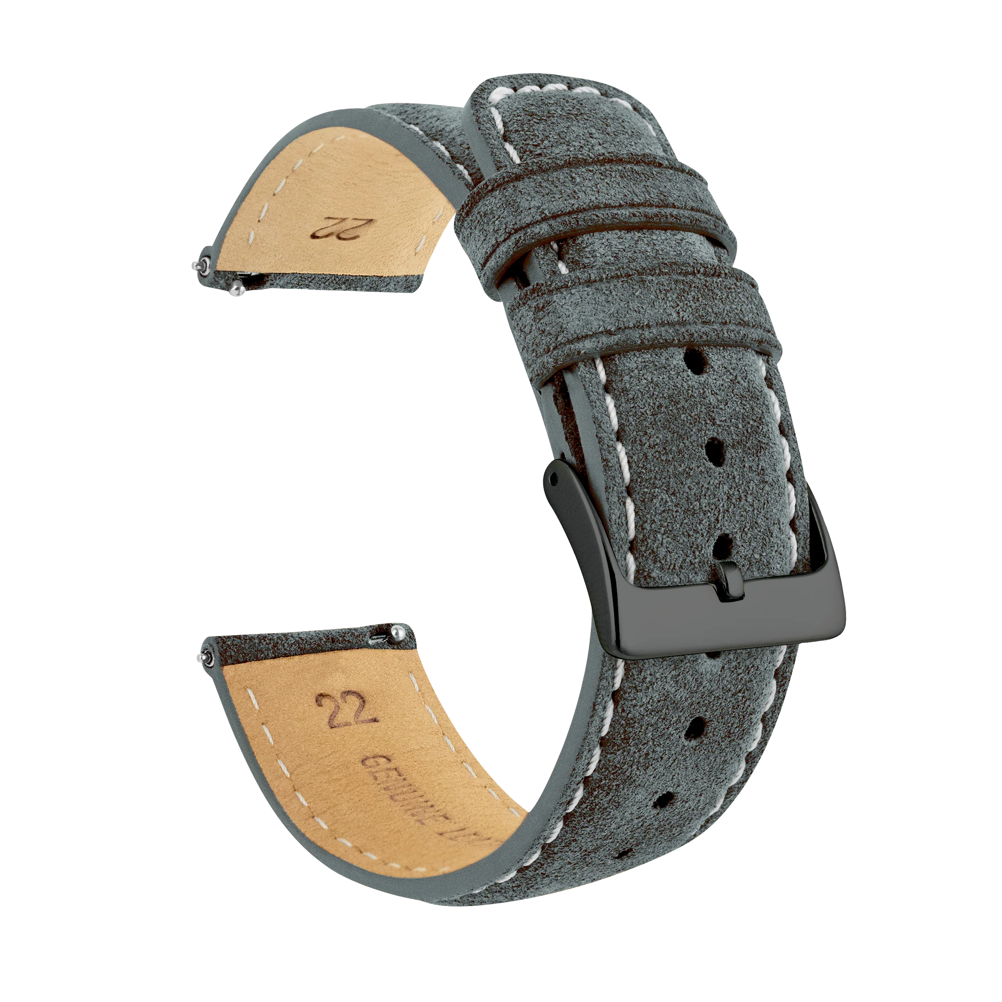 Slate Grey Italian Suede Beige Stitching Watch Band - Lorier Neptune / Falcon / Hyperion (20mm) - Image 7