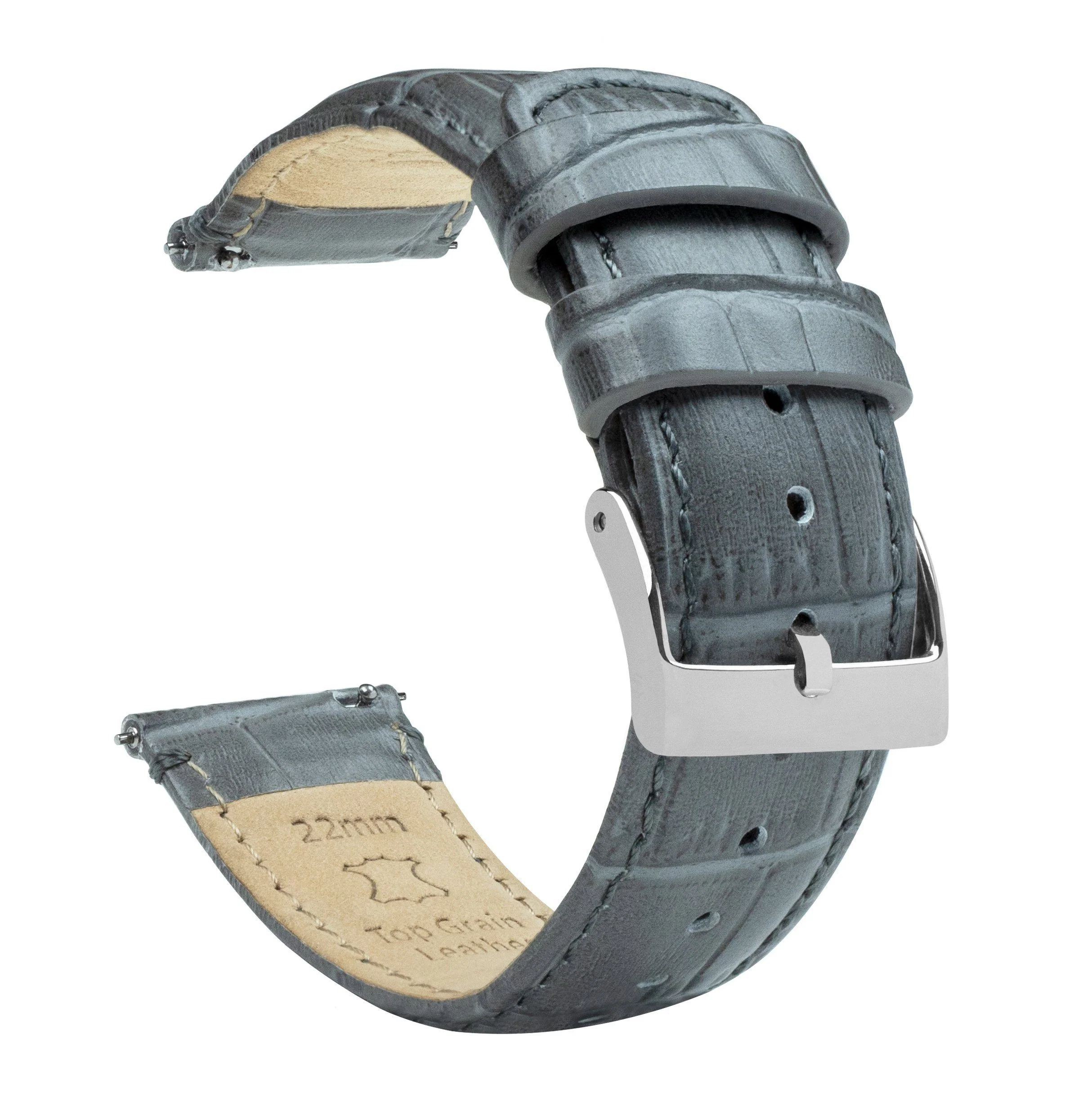 Smoke Grey Alligator Grain Leather Watch Band - Timex Weekender / Expedition (20mm)