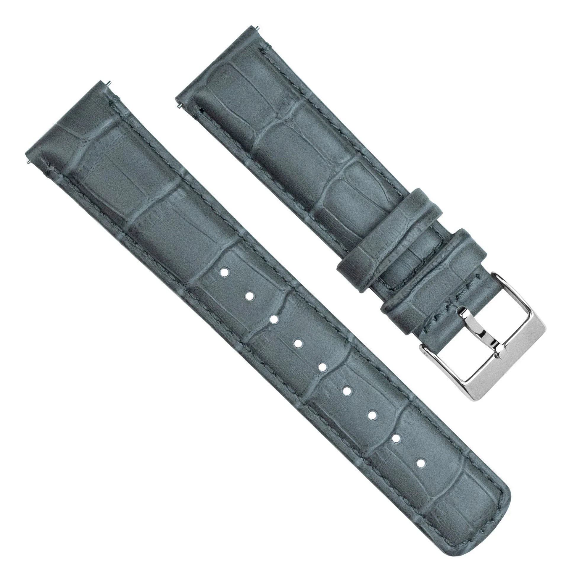 Smoke Grey Alligator Grain Leather Watch Band - Timex Weekender / Expedition (20mm) - Image 3