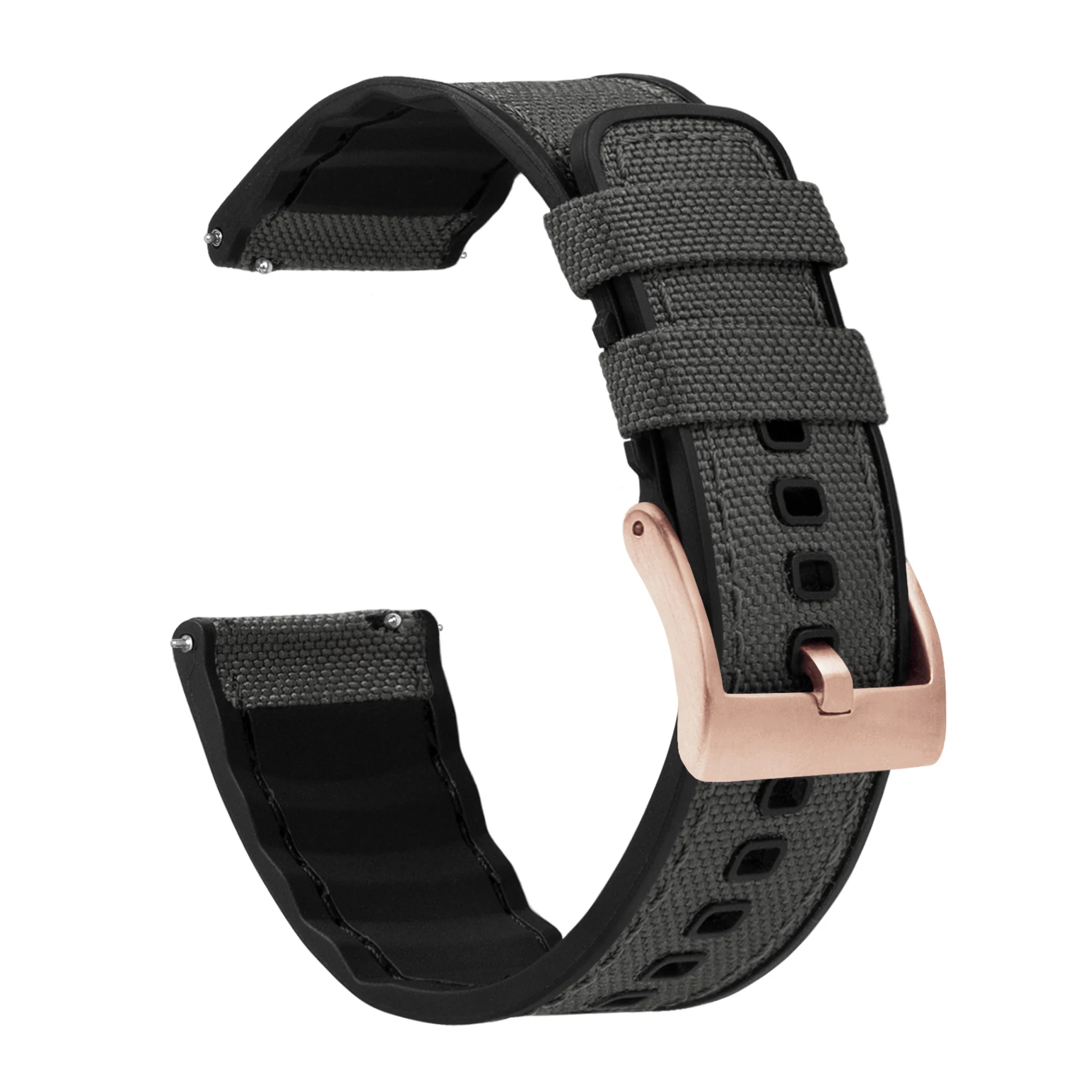 Smoke Grey Cordura Fabric And Silicone Hybrid Watch Band - Image 10