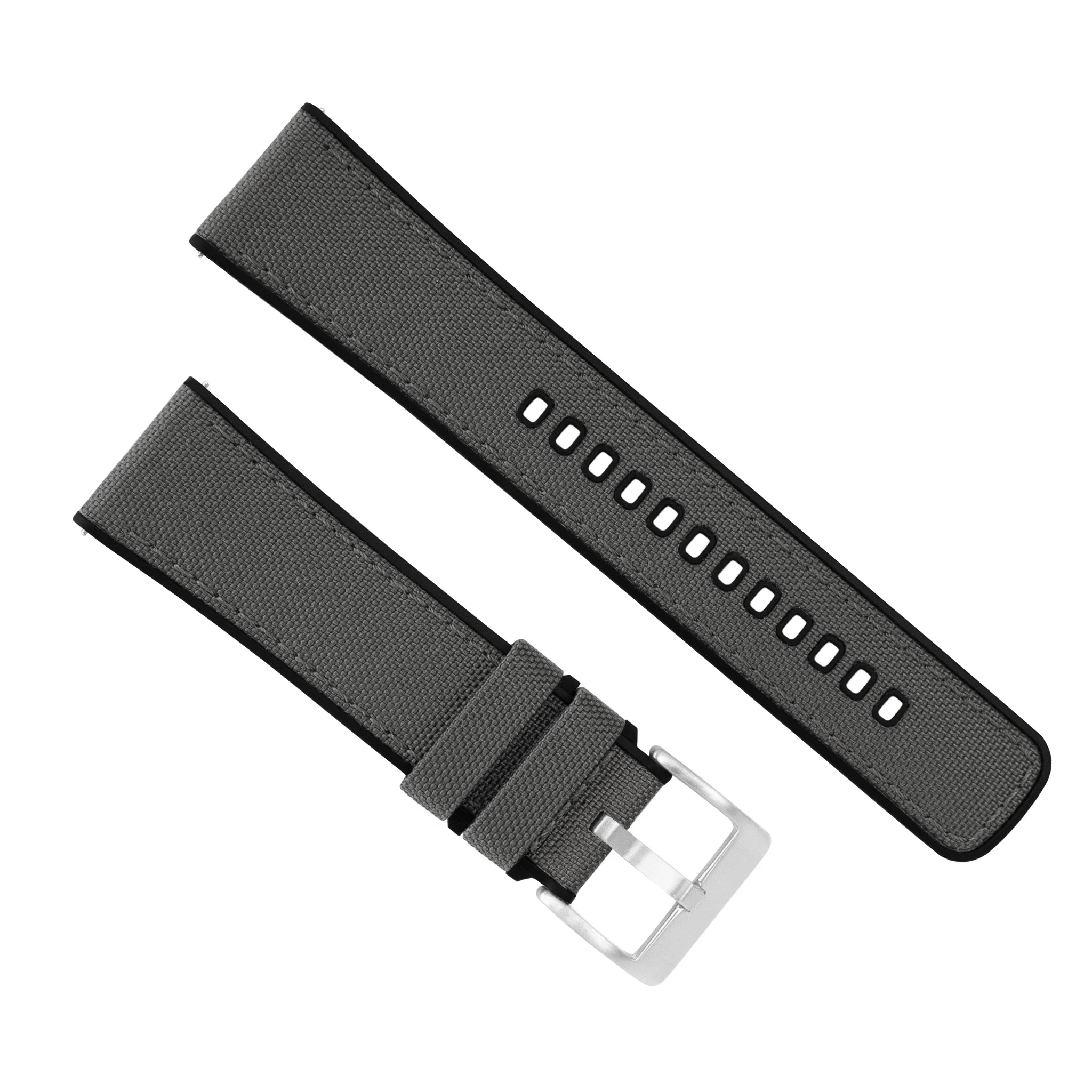 Smoke Grey Cordura Fabric And Silicone Hybrid Watch Band - Image 5