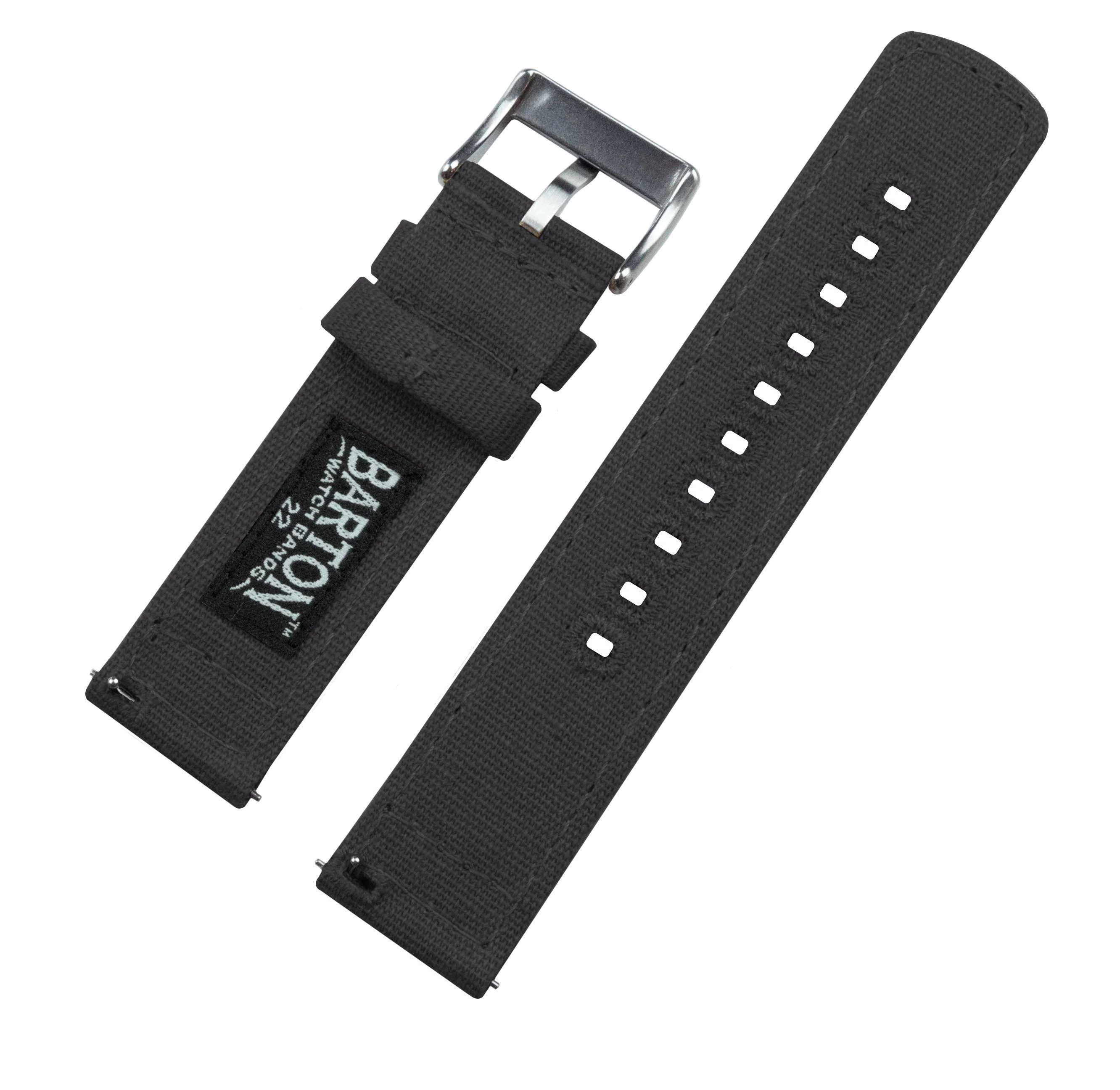 Smoke Grey Crafted Canvas Watch Band - Hamilton Khaki Field 38/40/42 (20mm) - Image 5