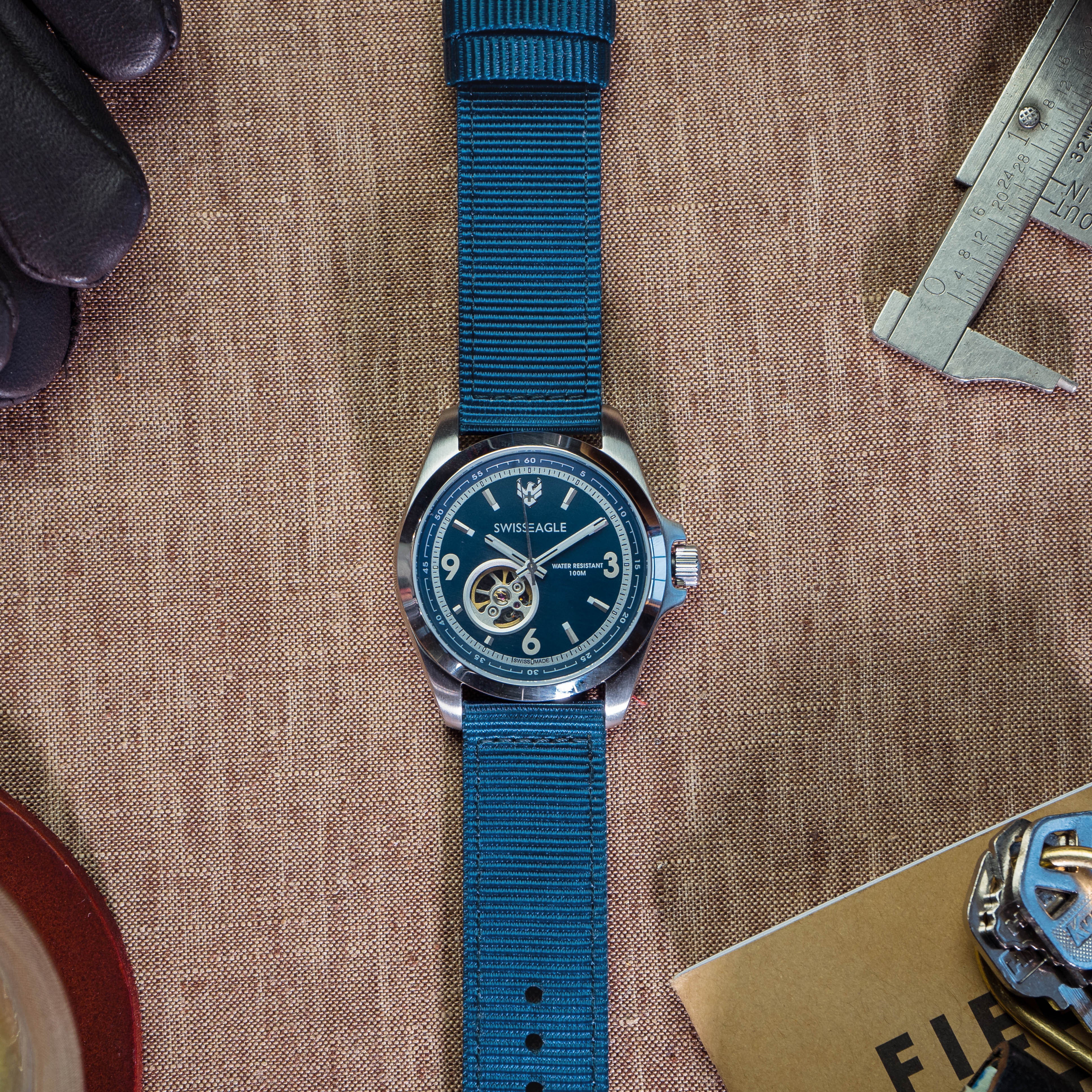 Steel Blue Two Piece NATO® style Watch Band - Seiko Prospex Samurai (22mm) - Image 2
