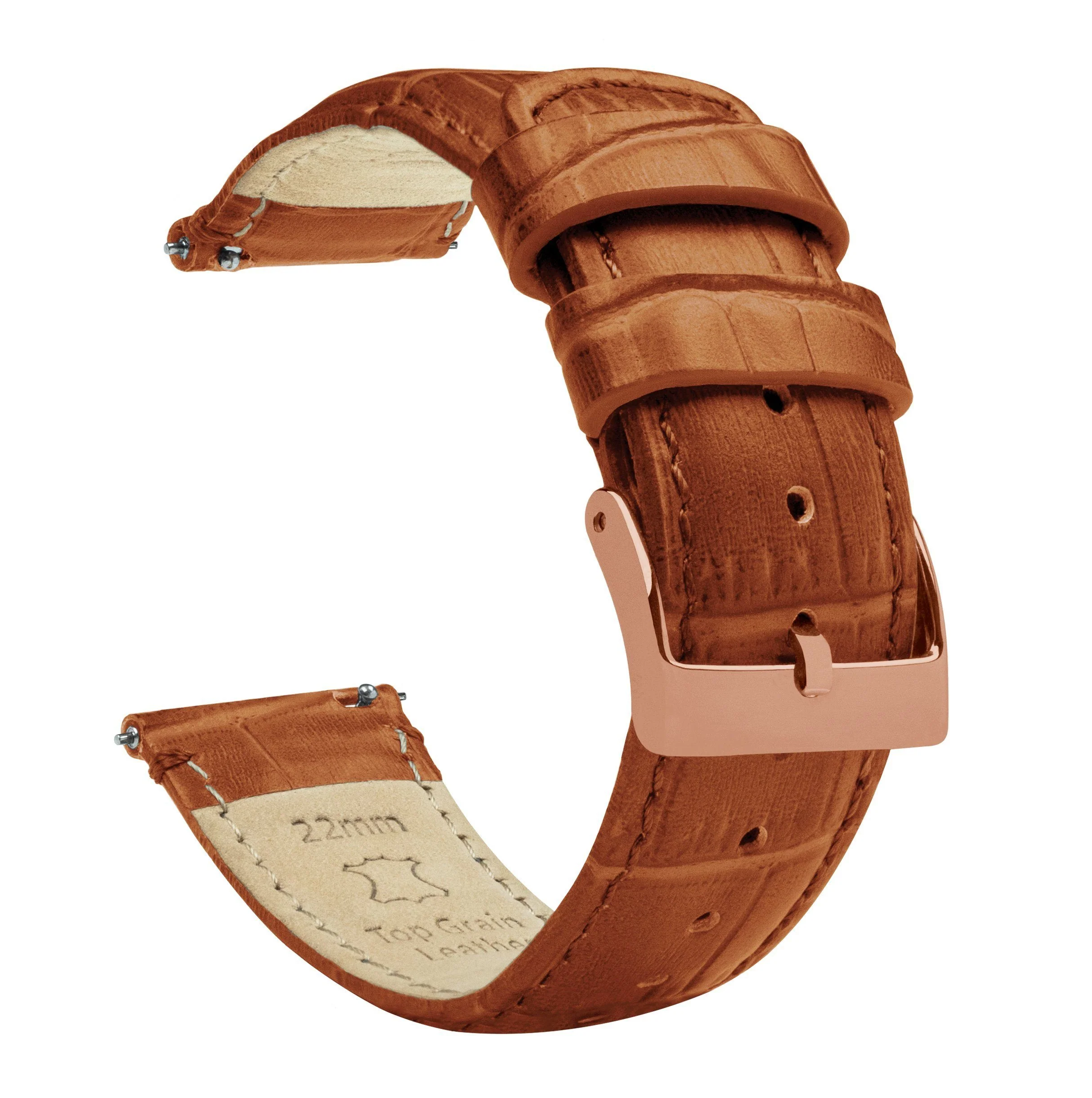 Toffee Brown Alligator Grain Leather Watch Band - Image 6