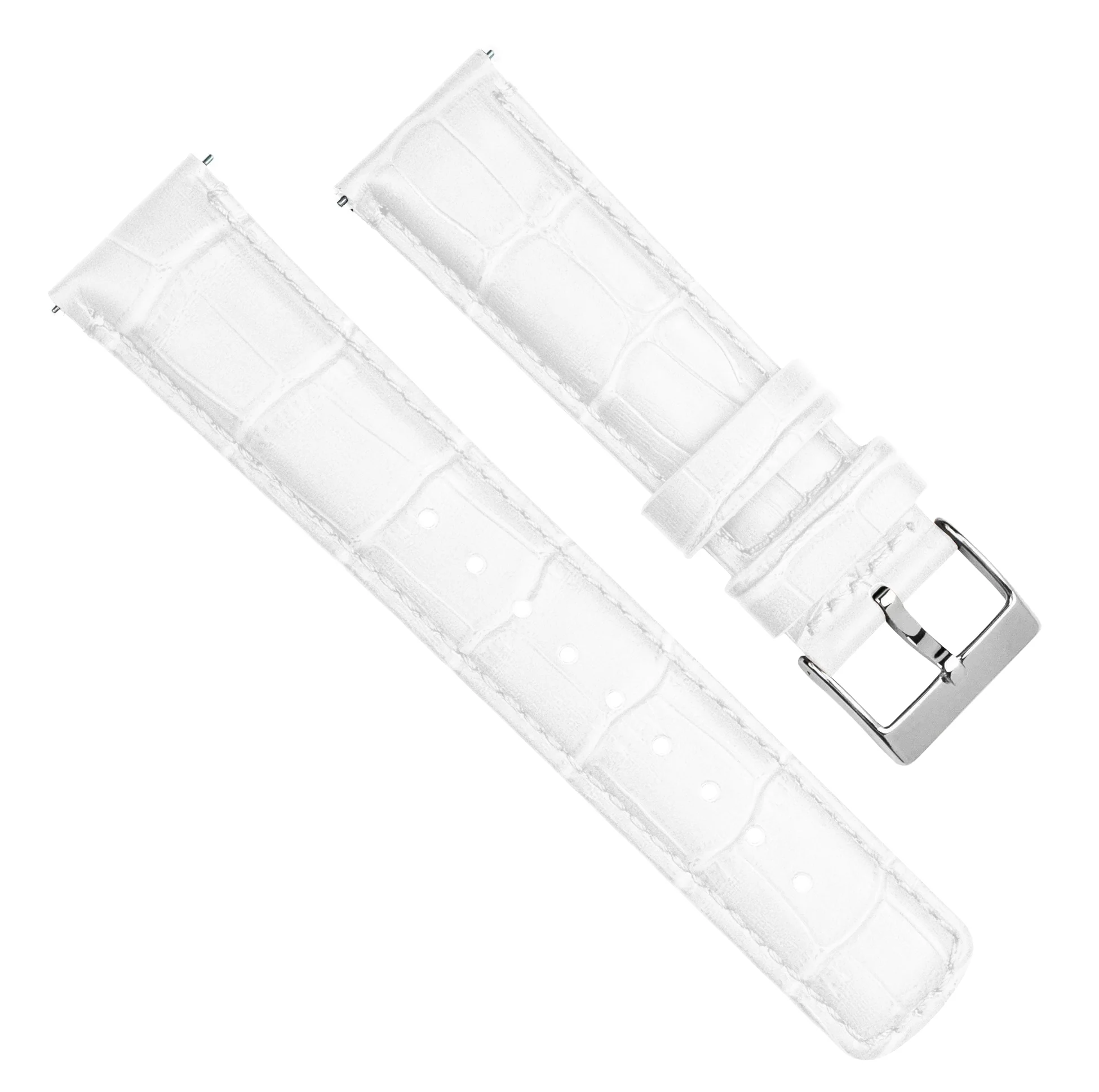 White Alligator Grain Leather Watch Band - Image 3