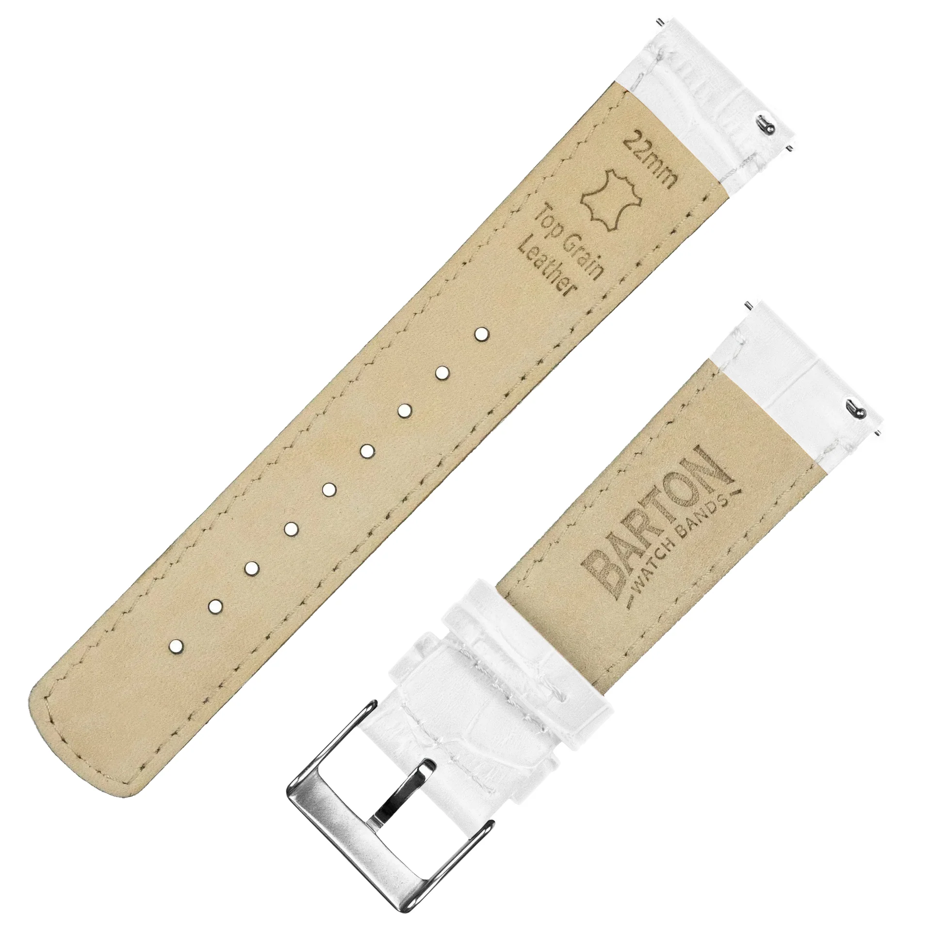 White Alligator Grain Leather Watch Band - Image 4