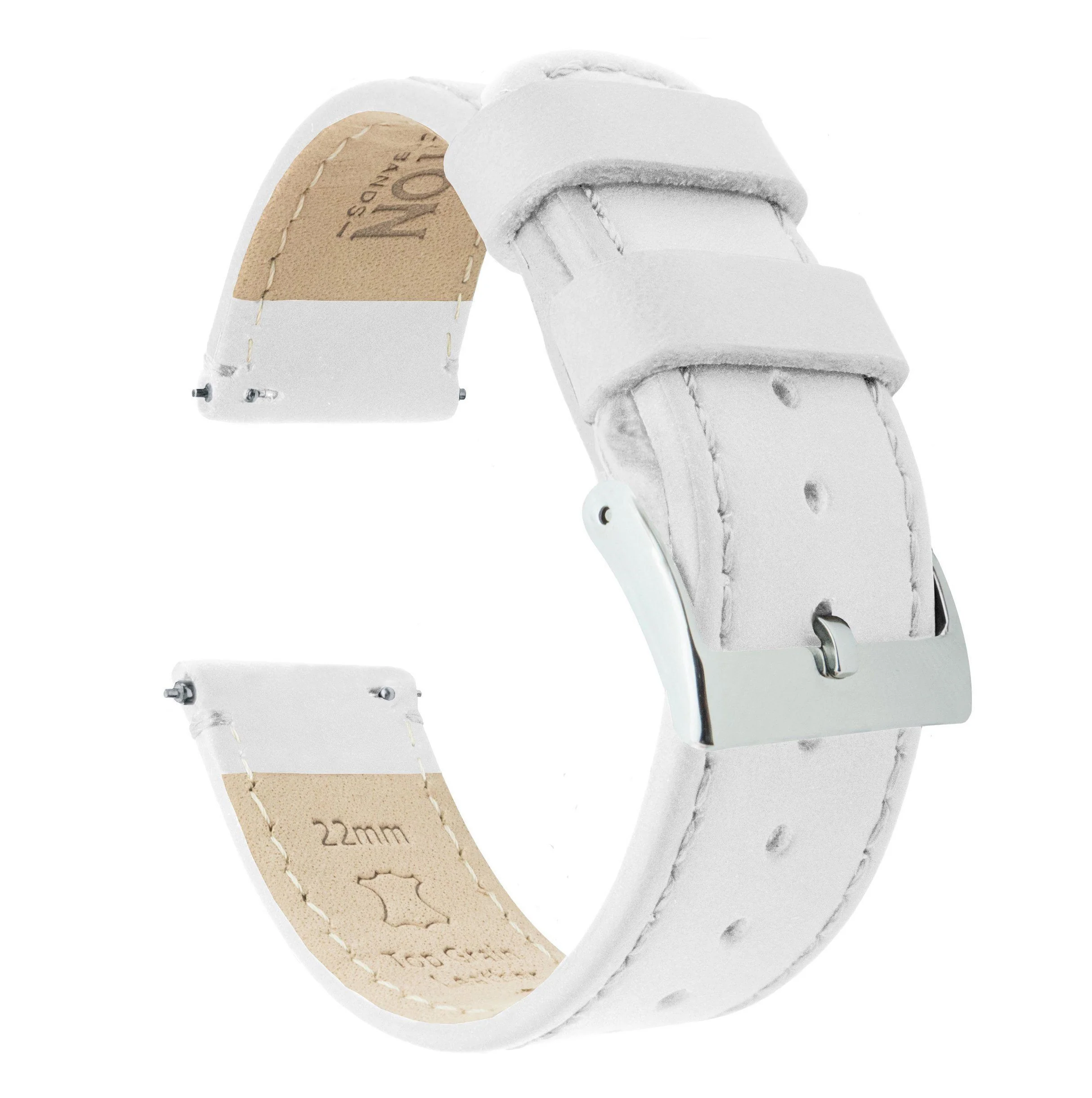 White Leather White Stitching Watch Band - Oris Divers Sixty-Five 40mm (20mm)