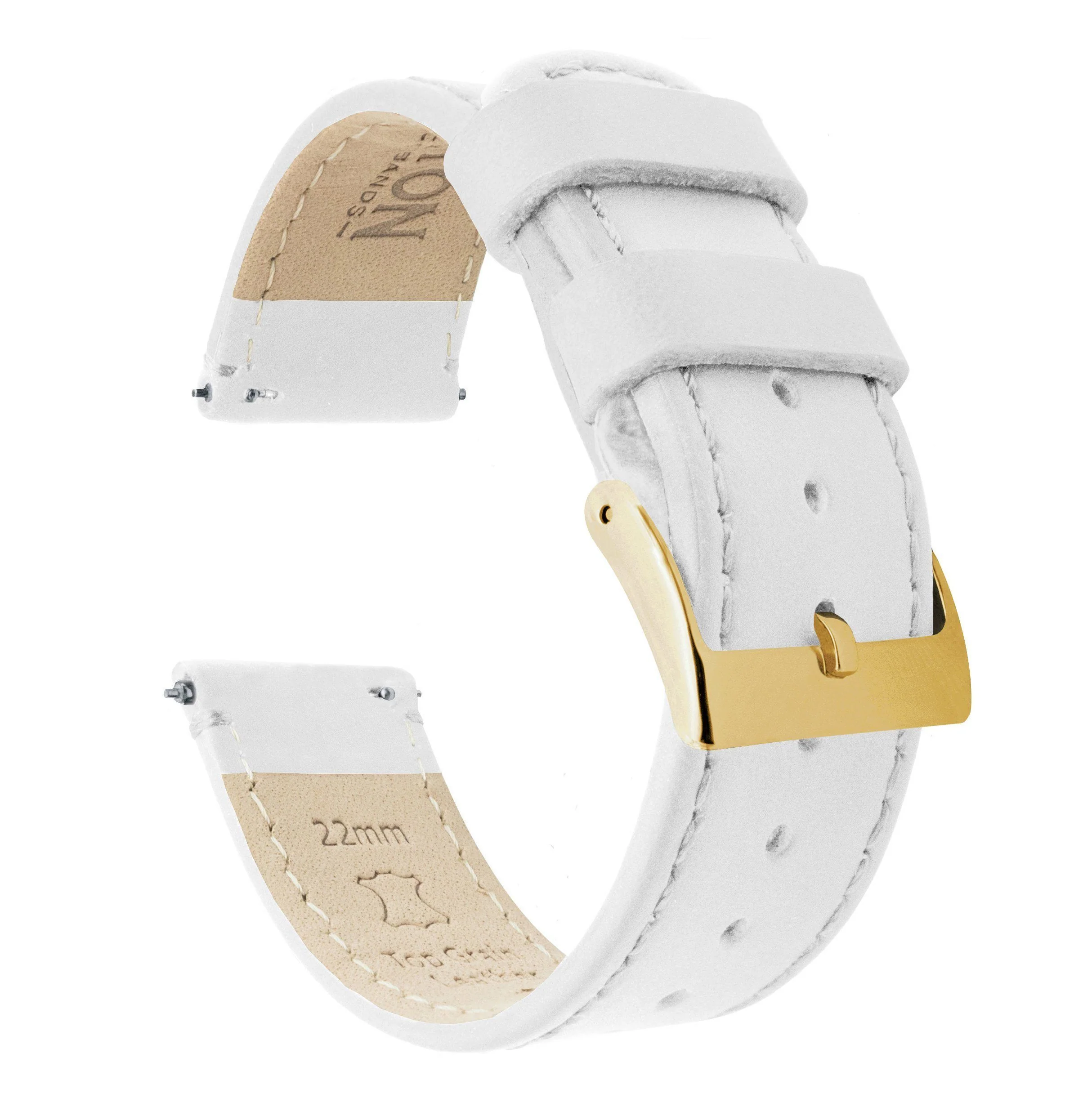 White Leather White Stitching Watch Band - Oris Divers Sixty-Five 40mm (20mm) - Image 10