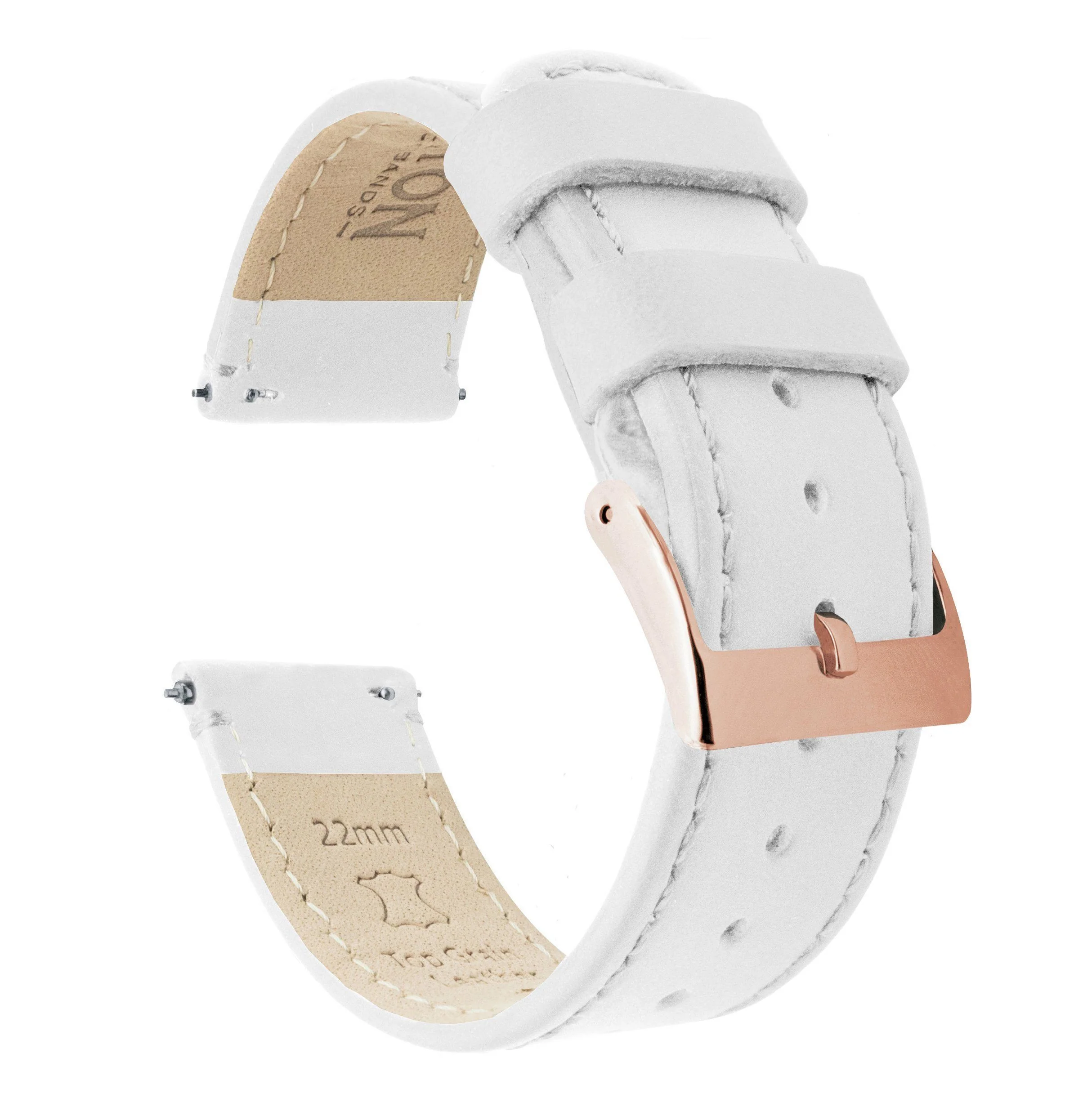 White Leather White Stitching Watch Band - Oris Divers Sixty-Five 40mm (20mm) - Image 9