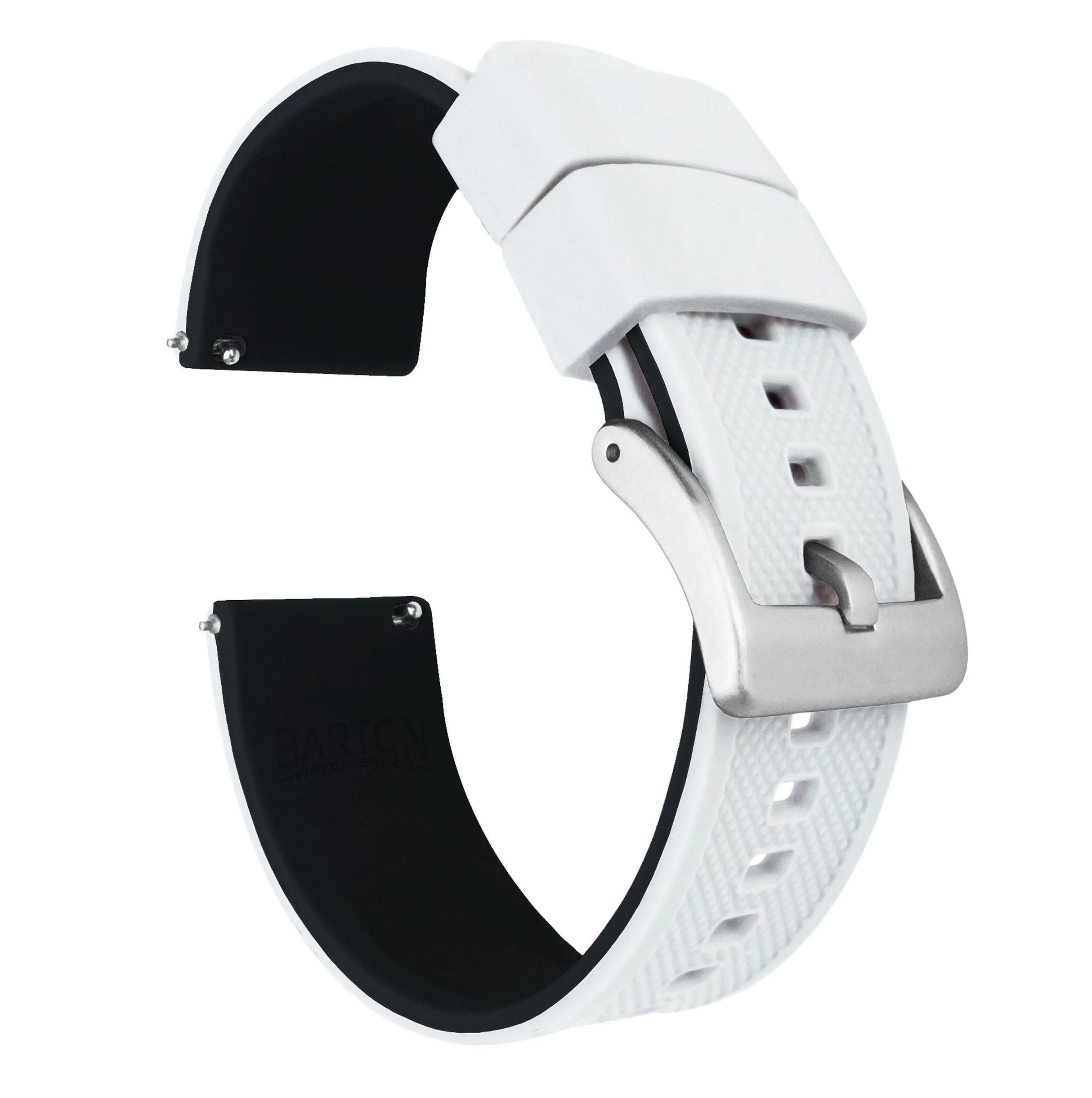 White Top Black Bottom Elite Silicone Watch Band - Casio Duro MDV-106 (22mm)