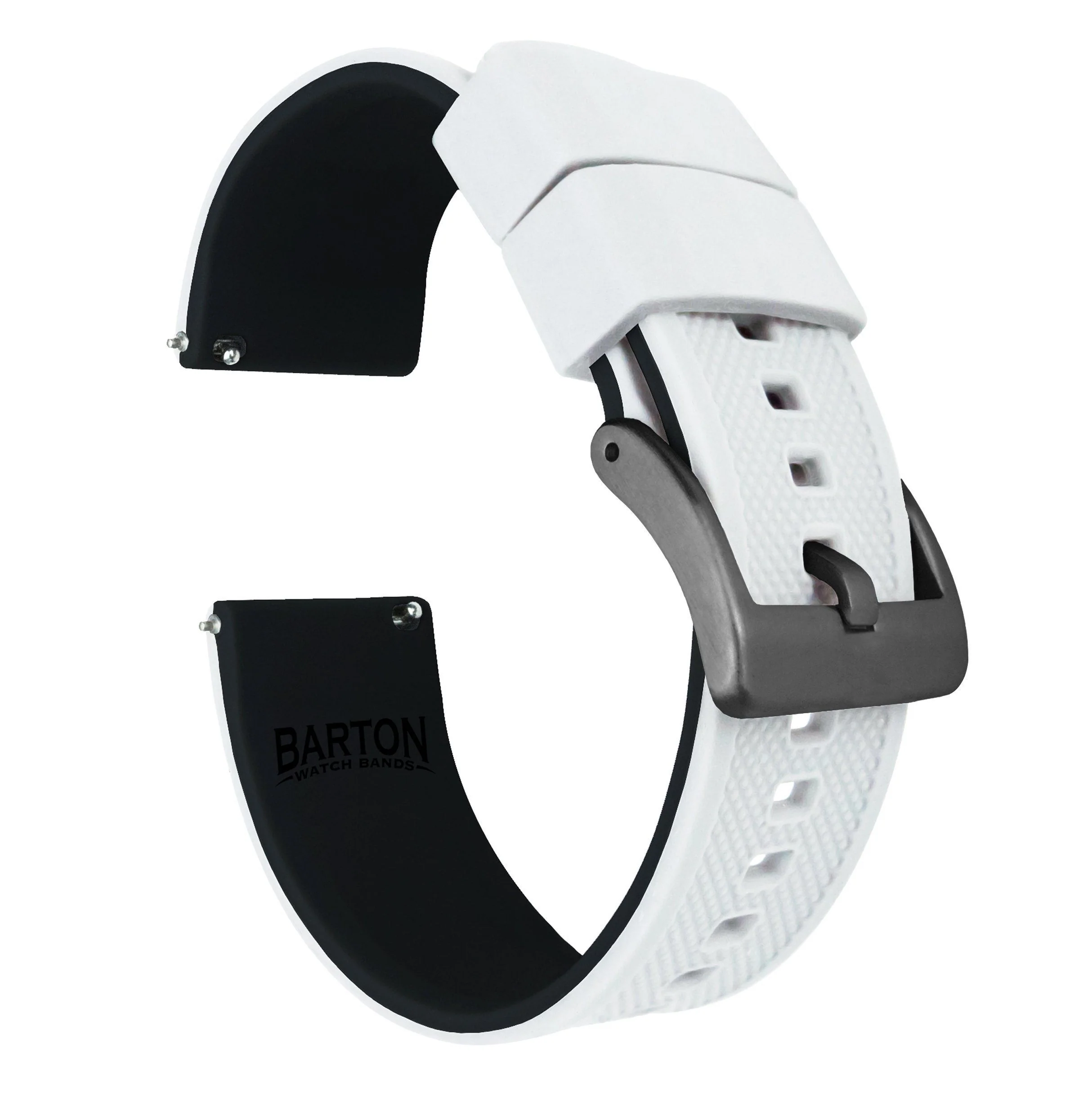 White Top Black Bottom Elite Silicone Watch Band - Casio Duro MDV-106 (22mm) - Image 10