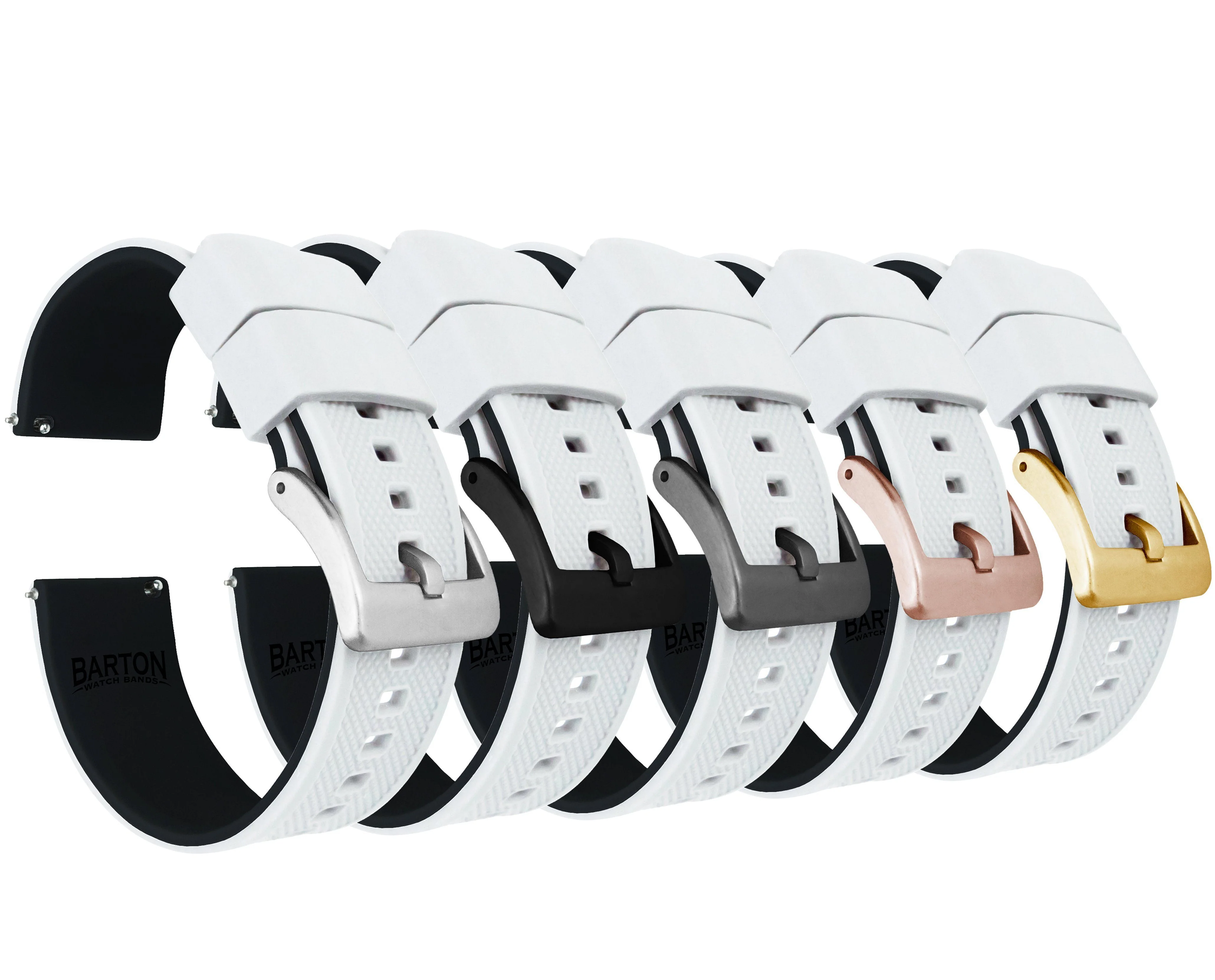 White Top Black Bottom Elite Silicone Watch Band - Casio Duro MDV-106 (22mm) - Image 2