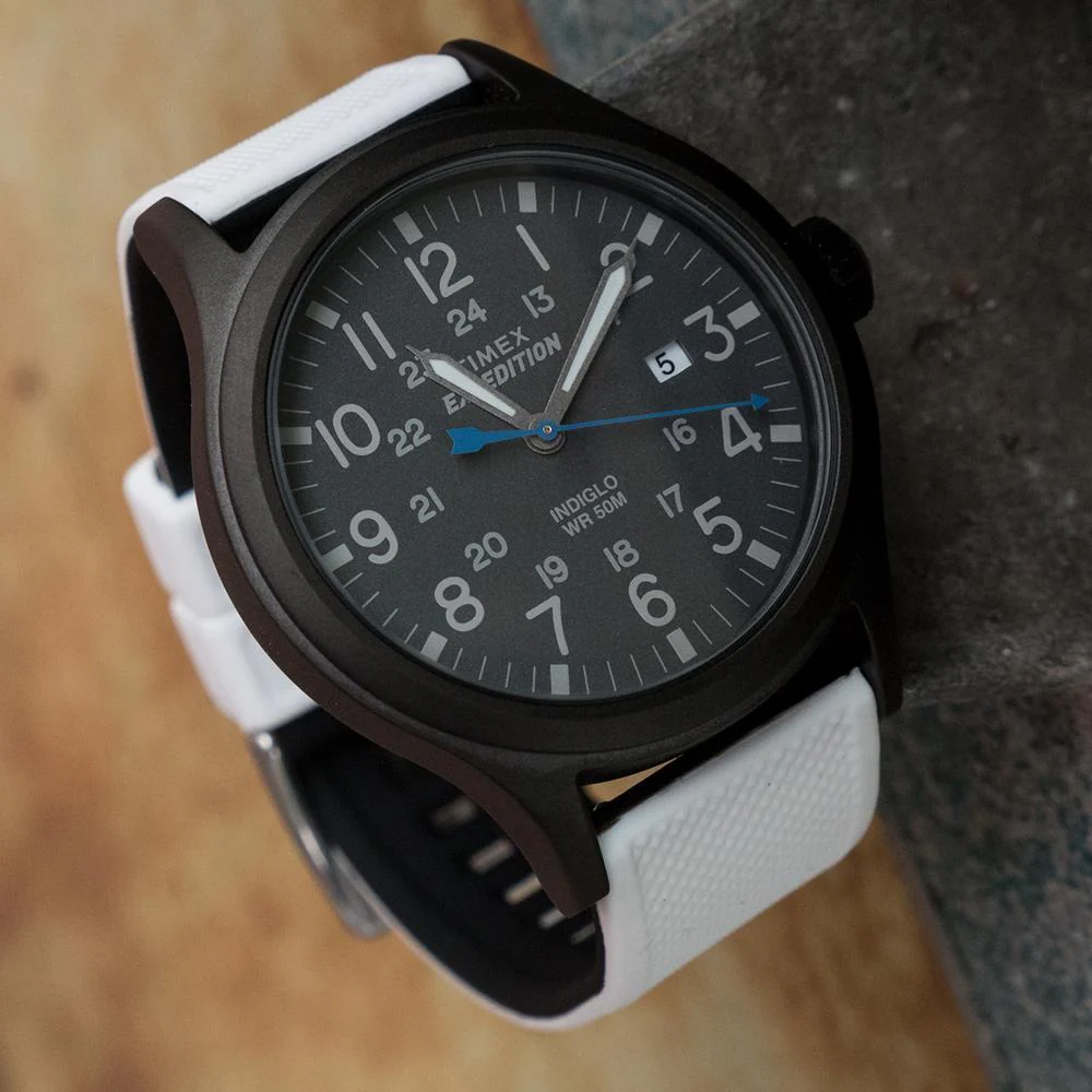 White Top Black Bottom Elite Silicone Watch Band - Casio Duro MDV-106 (22mm) - Image 5